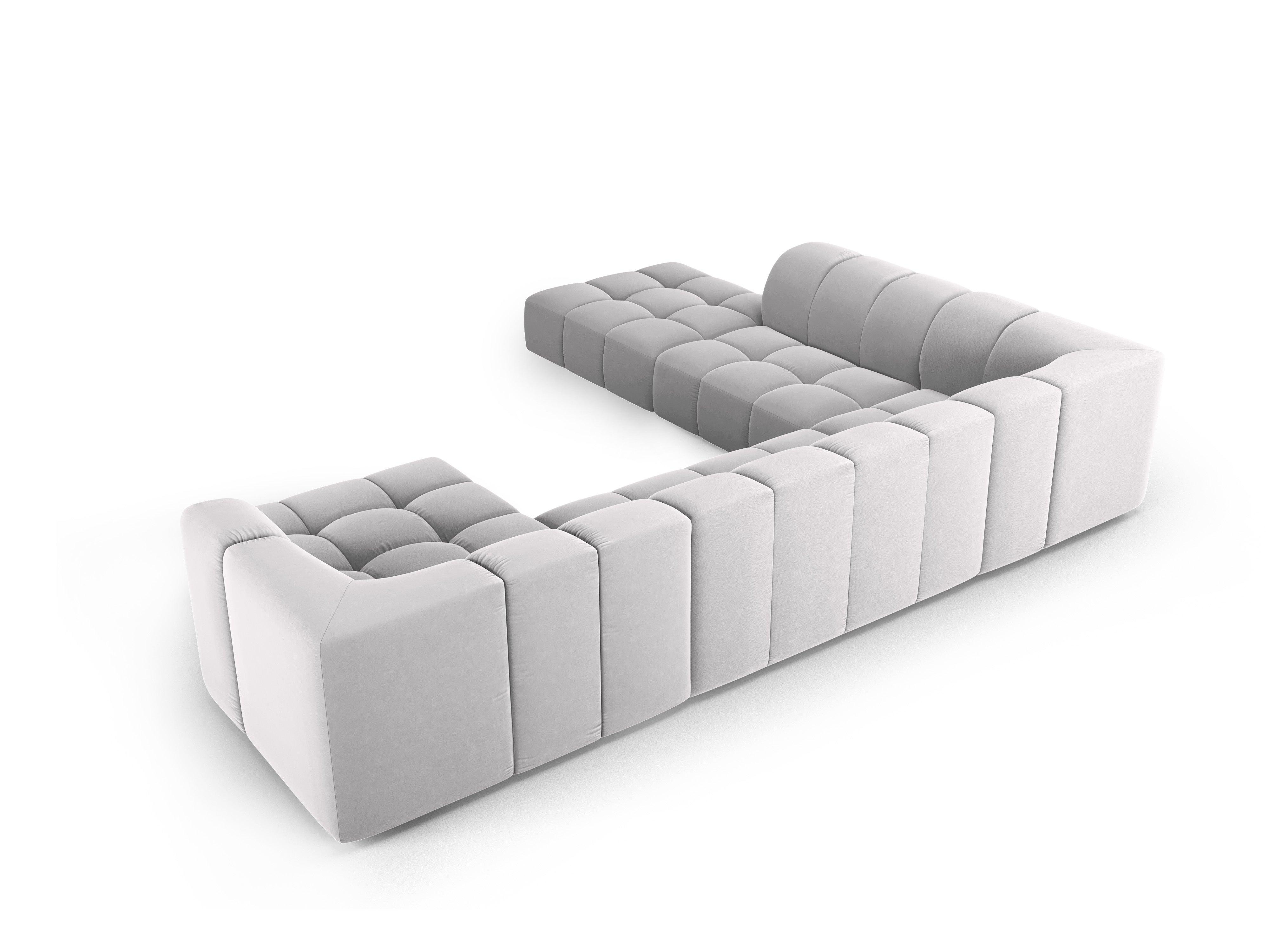 Narożnik panoramiczny aksamitny lewostronny FRANCESCA srebrny Milo Casa Eye on Design