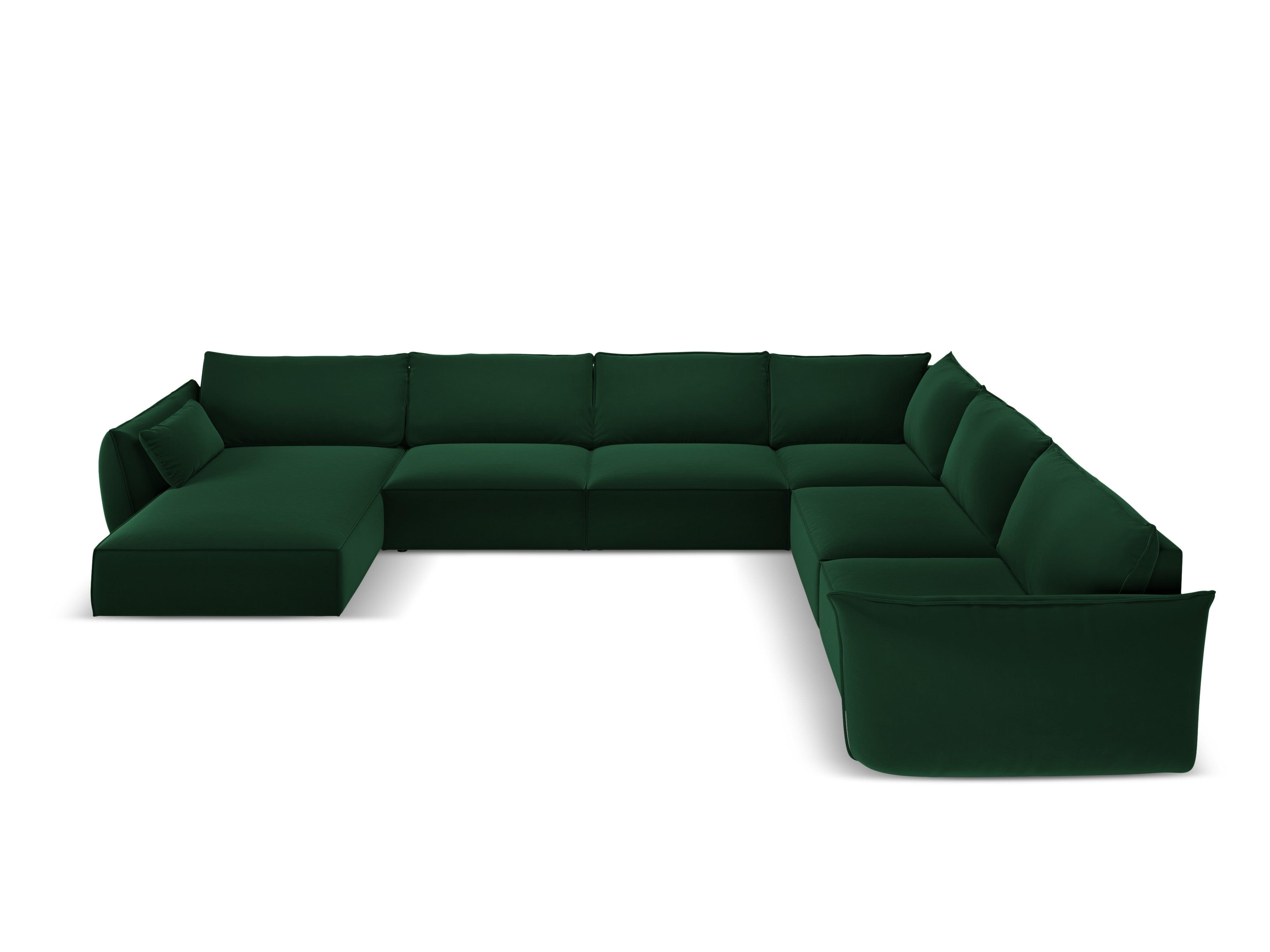 Narożnik panoramiczny aksamitny prawostronny VANDA butelkowa zieleń Mazzini Sofas Eye on Design