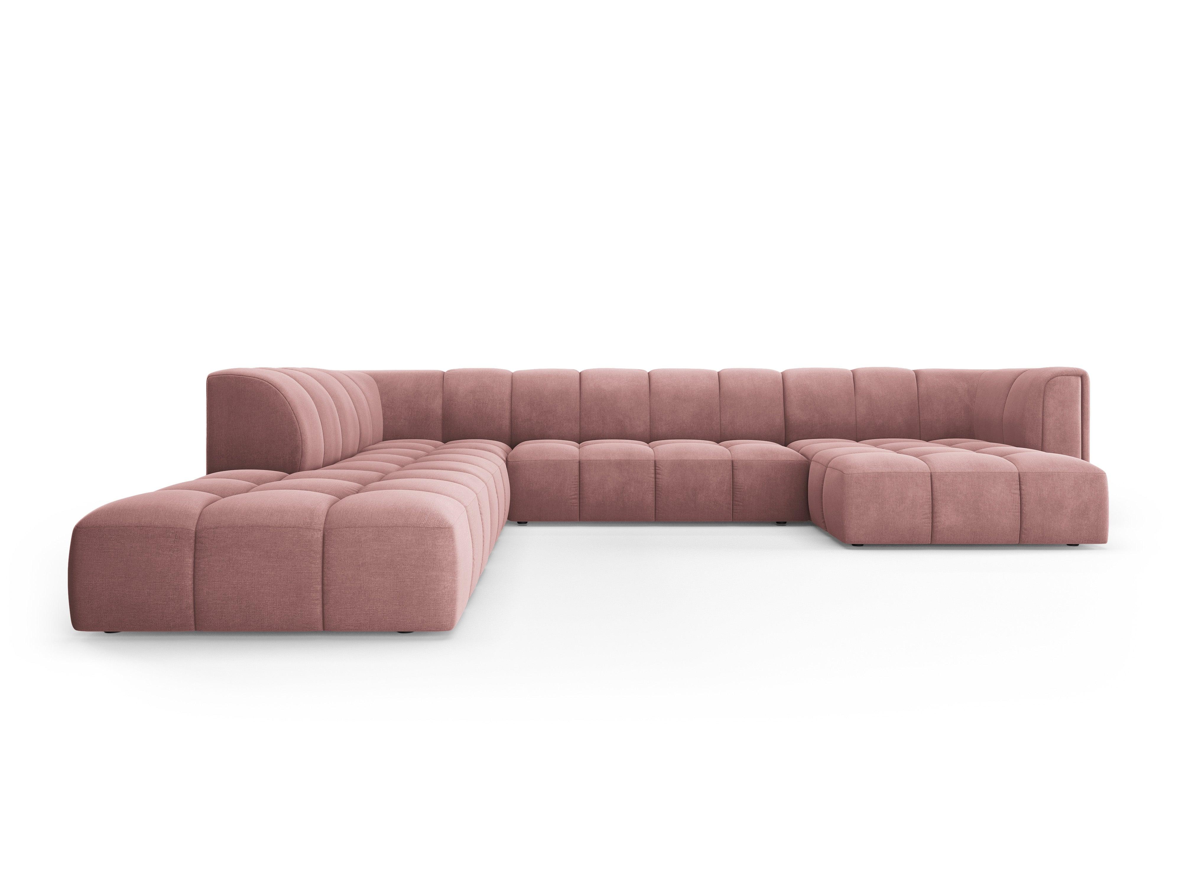 Narożnik panoramiczny lewostronny FRANCESCA różowy szenil Milo Casa Eye on Design