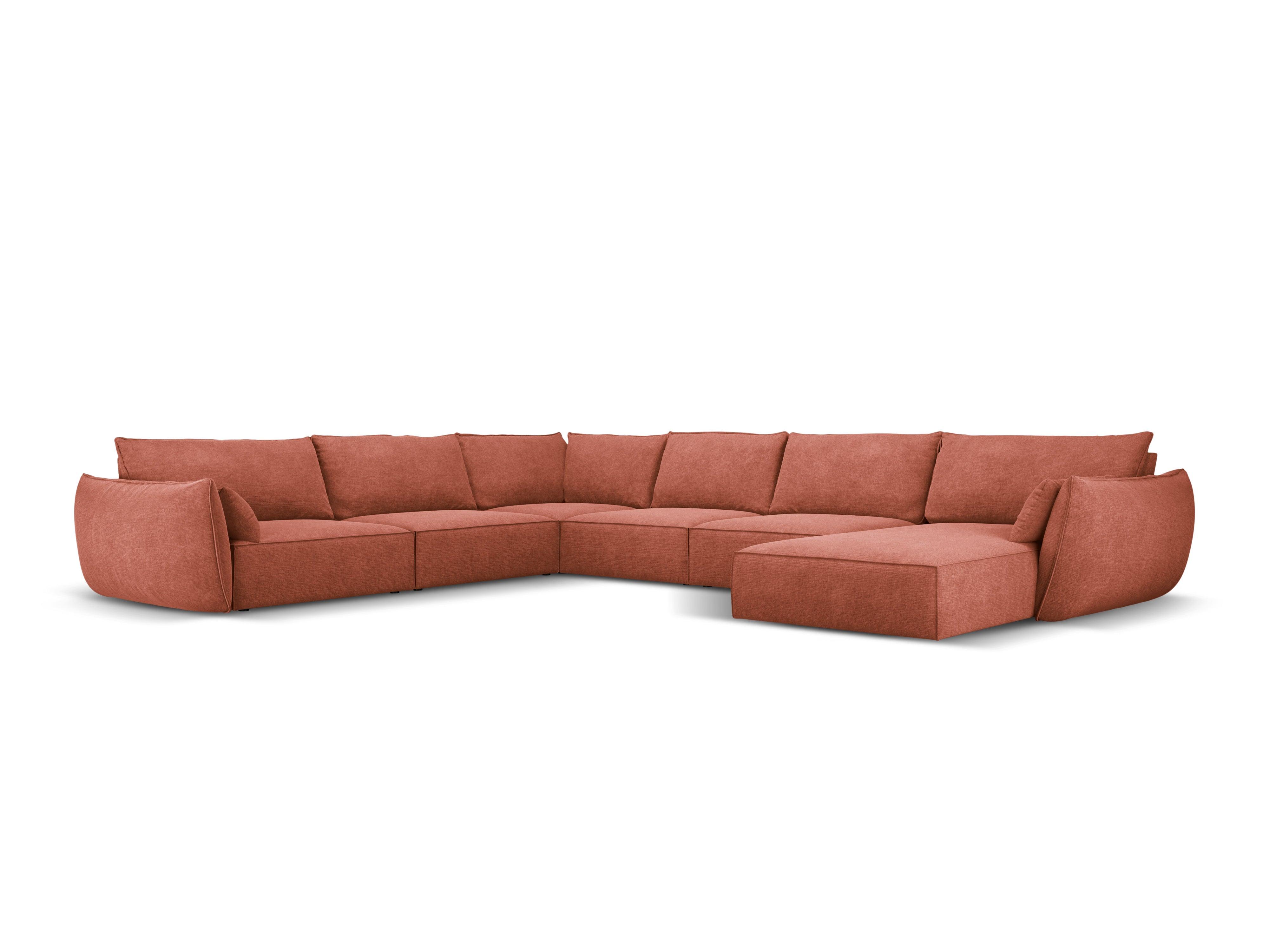 Narożnik panoramiczny w tkaninie szenilowej lewostronny VANDA terracotta Mazzini Sofas Eye on Design