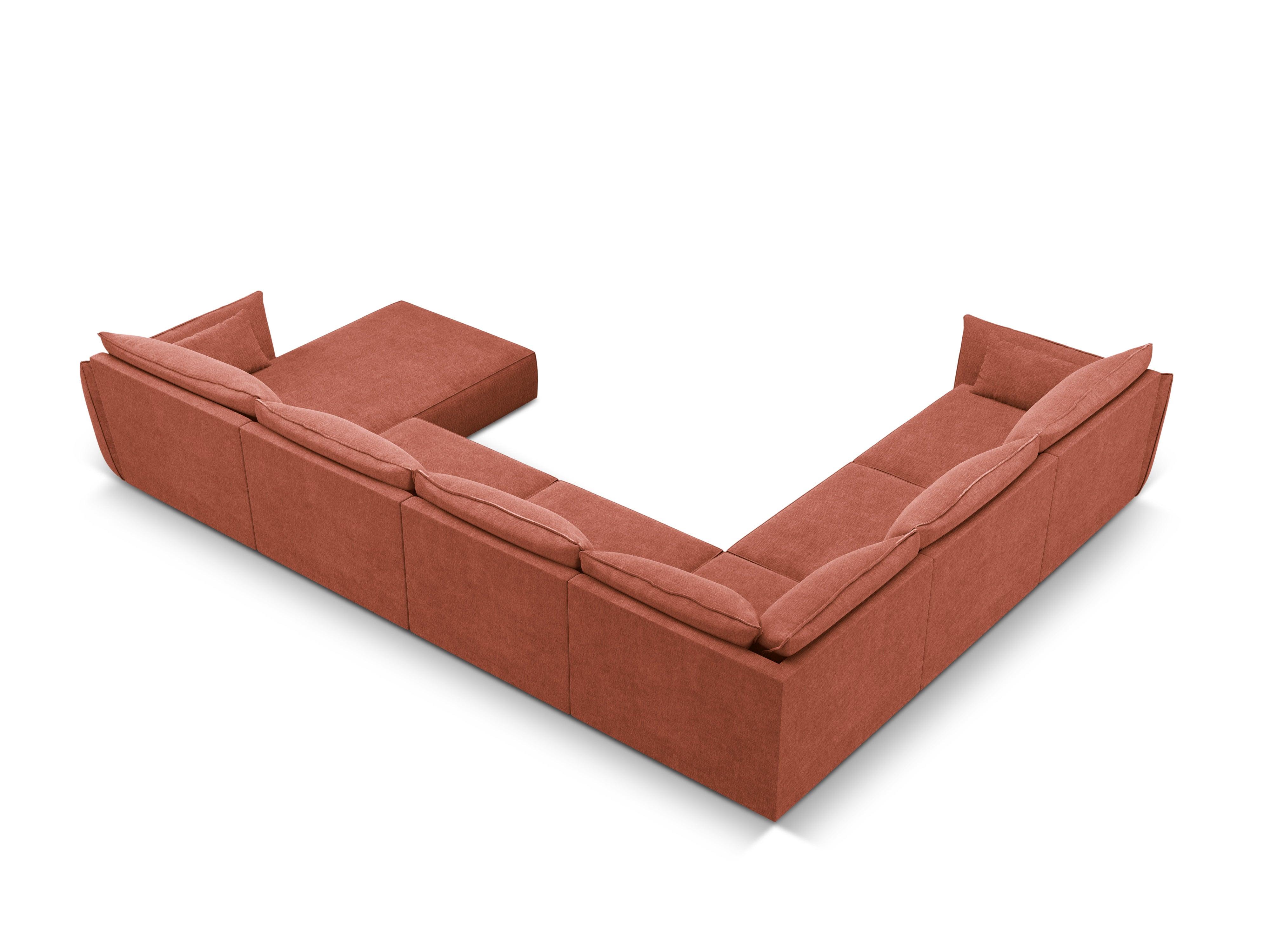 Narożnik panoramiczny w tkaninie szenilowej lewostronny VANDA terracotta Mazzini Sofas Eye on Design
