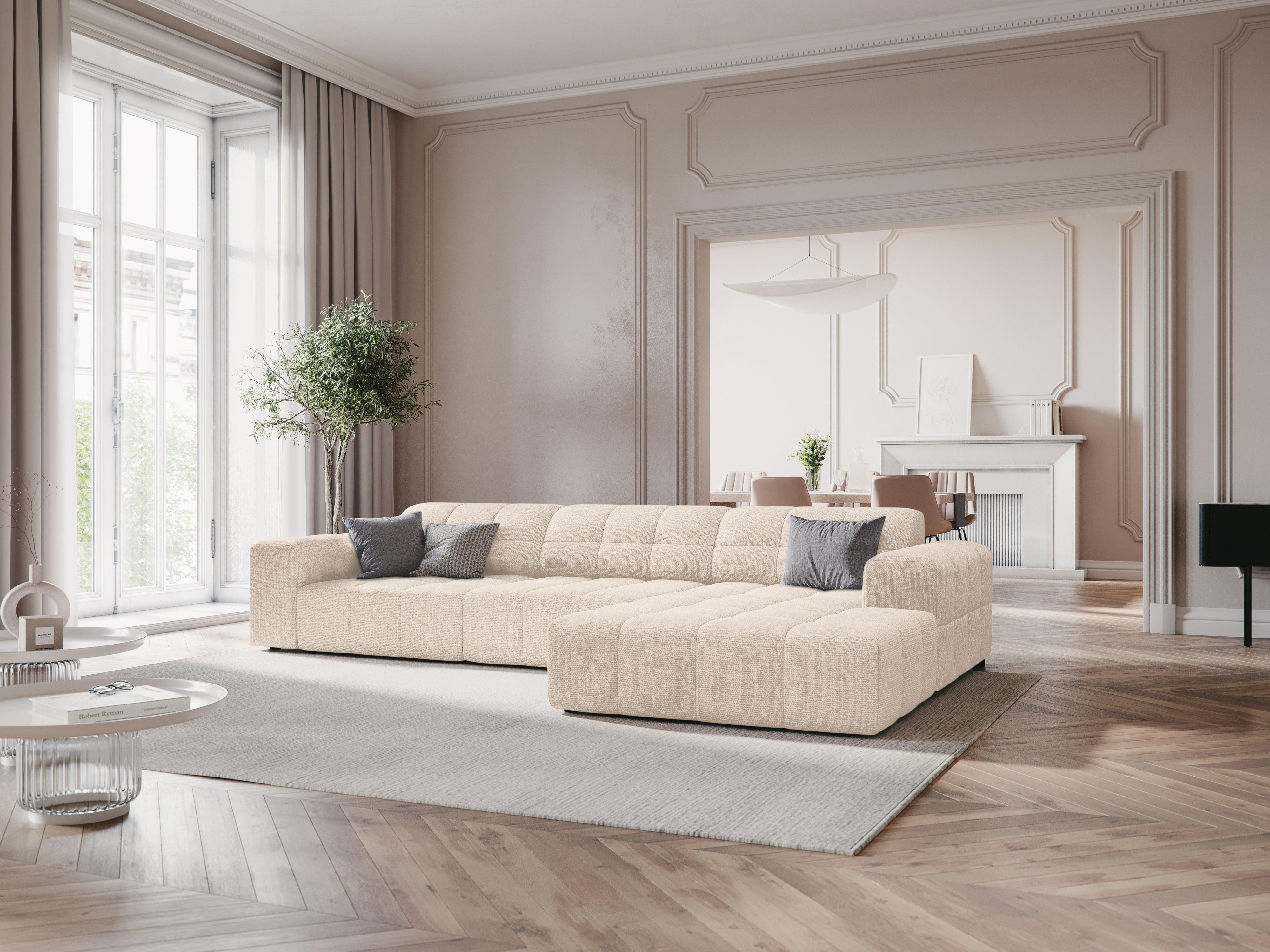 Narożnik prawostronny 4-osobowy CHICAGO jasnobeżowy szenil Cosmopolitan Design Eye on Design