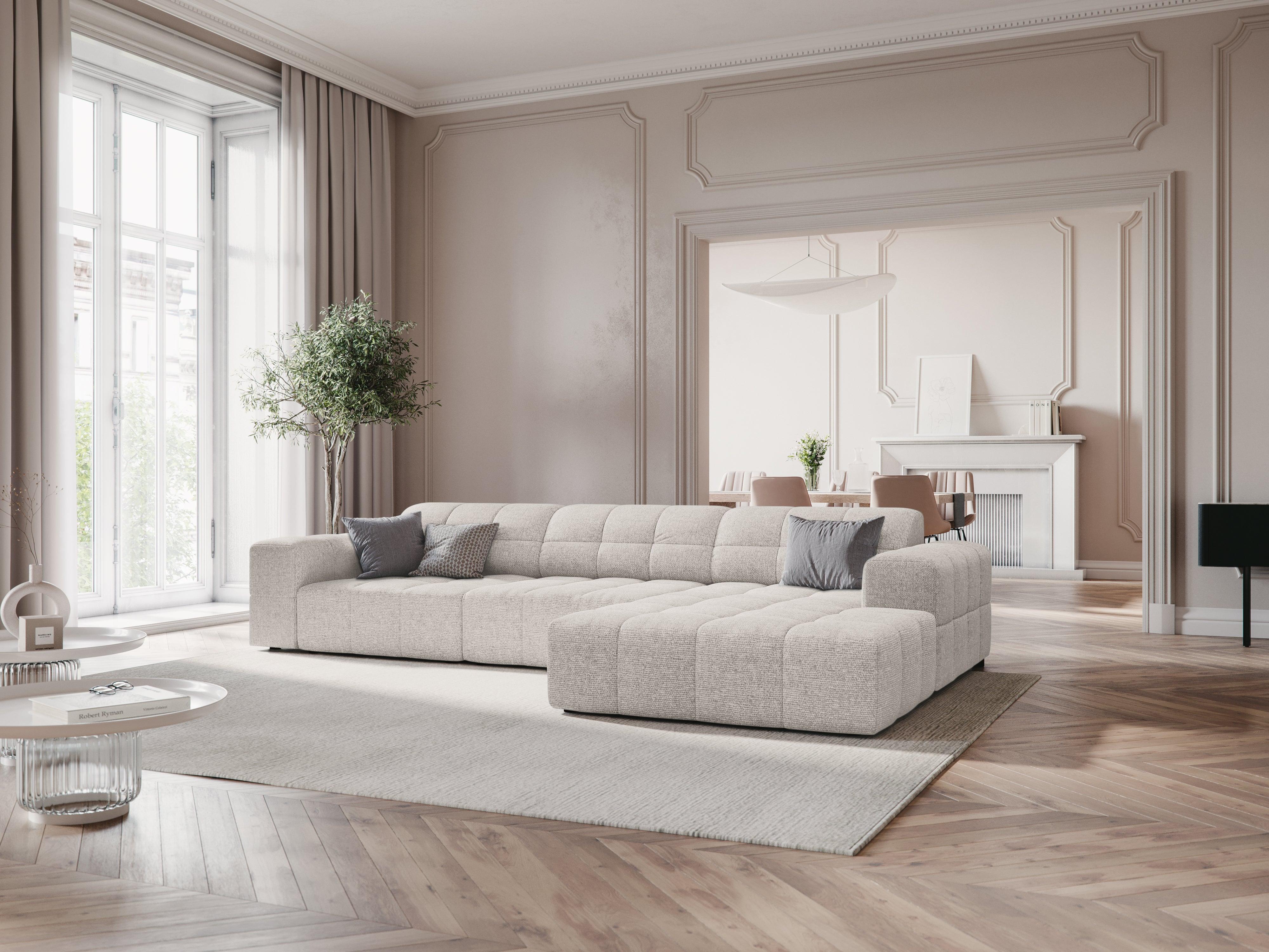 Narożnik prawostronny 4-osobowy CHICAGO jasnoszary szenil Cosmopolitan Design Eye on Design