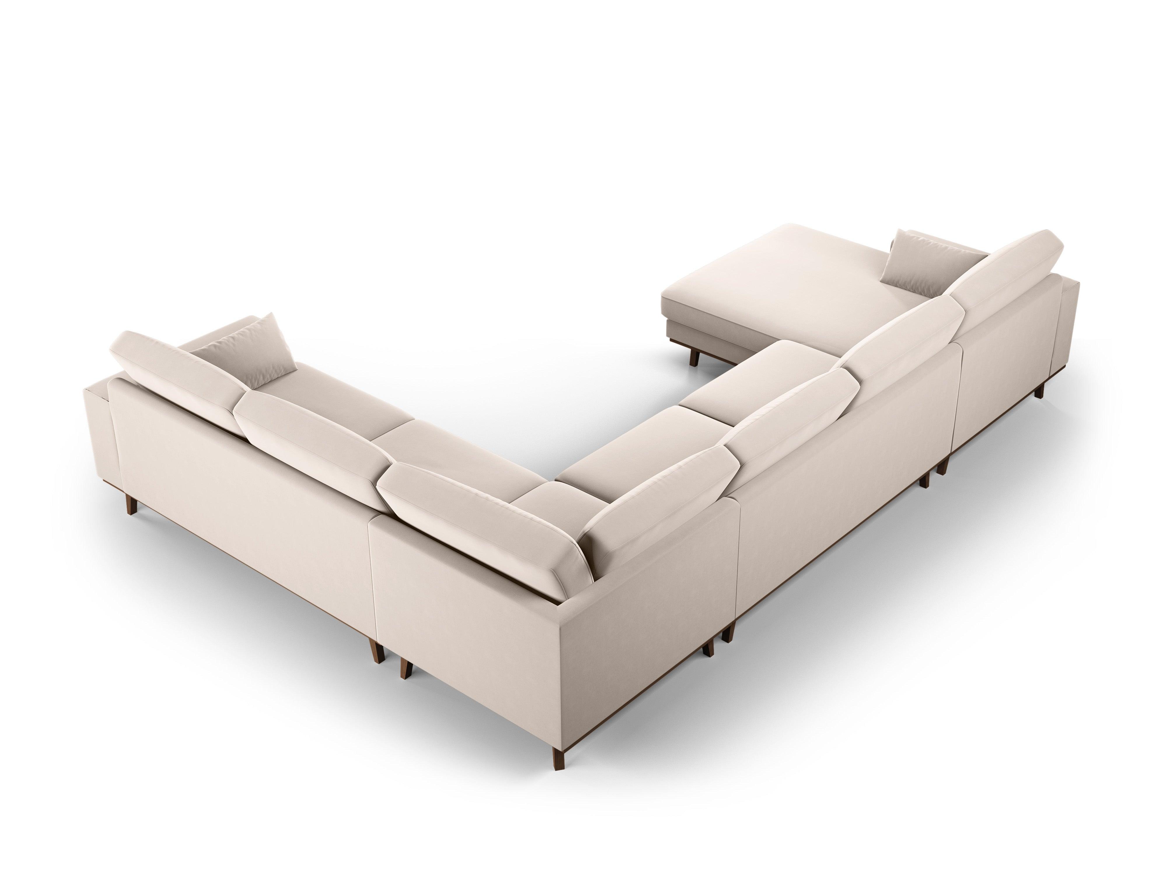 Narożnik prawostronny aksamitny panoramiczny HEBE beżowy Mazzini Sofas Eye on Design