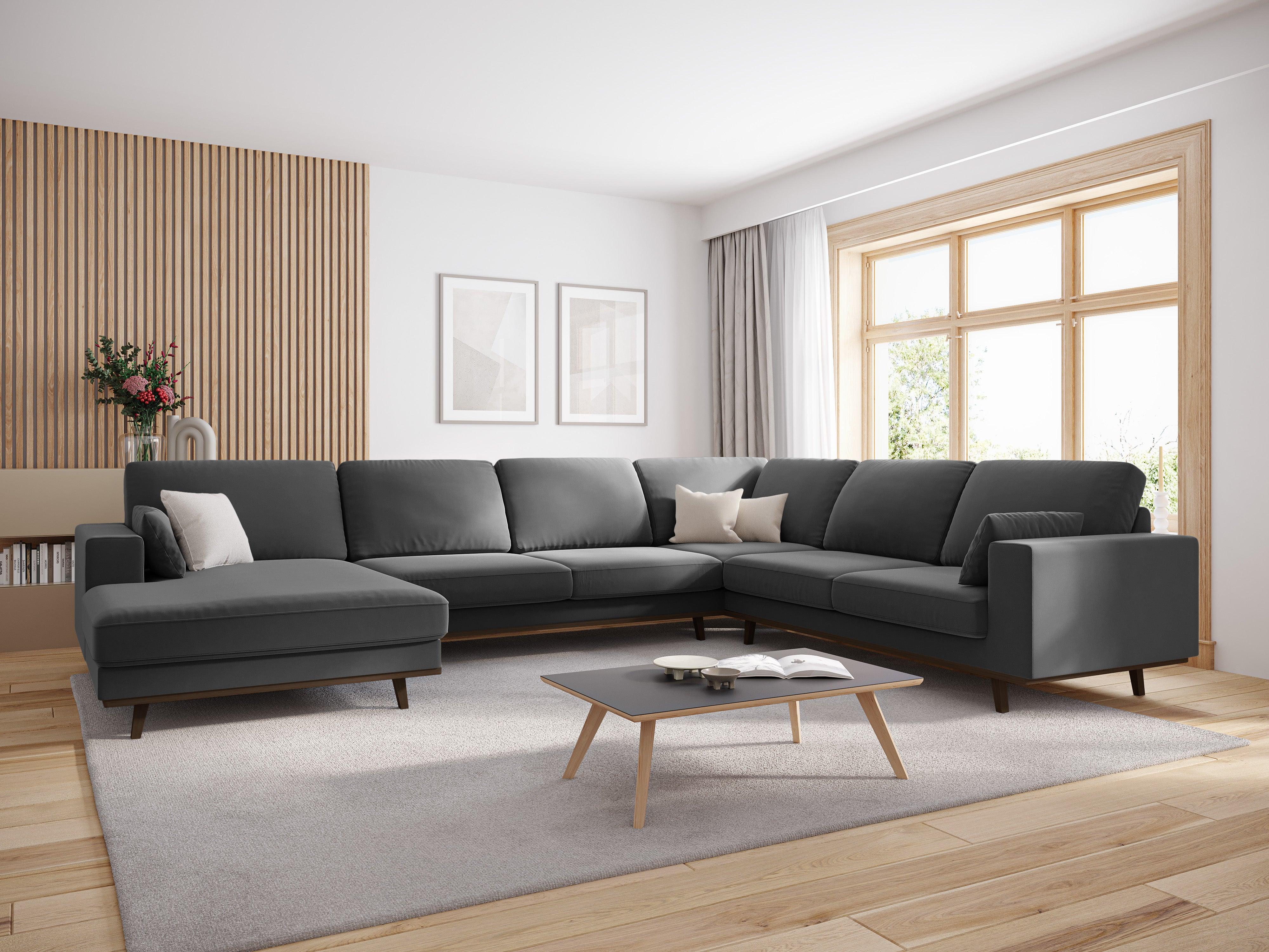 Narożnik prawostronny aksamitny panoramiczny HEBE ciemnoszary Mazzini Sofas Eye on Design