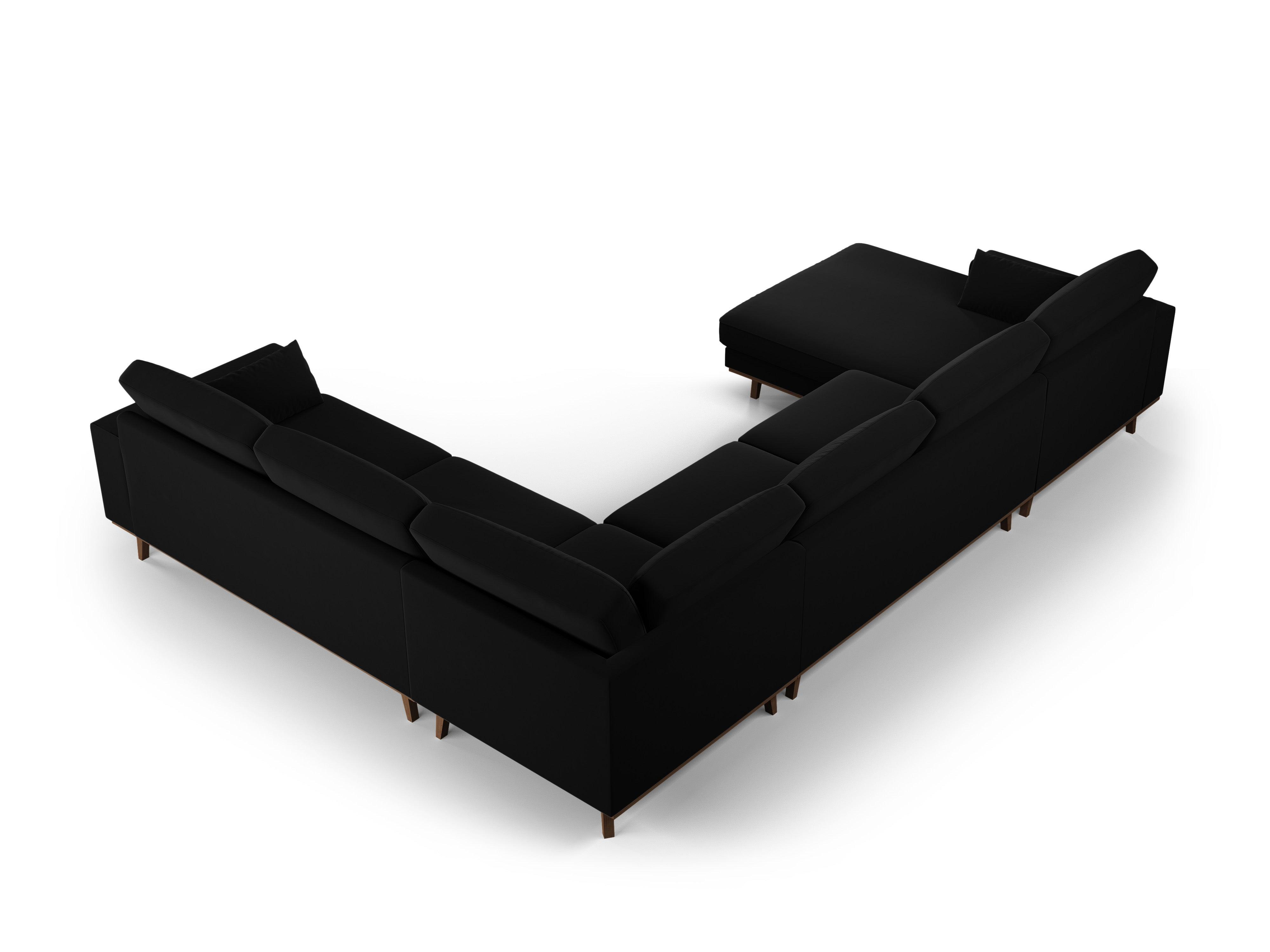 Narożnik prawostronny aksamitny panoramiczny HEBE czarny Mazzini Sofas Eye on Design