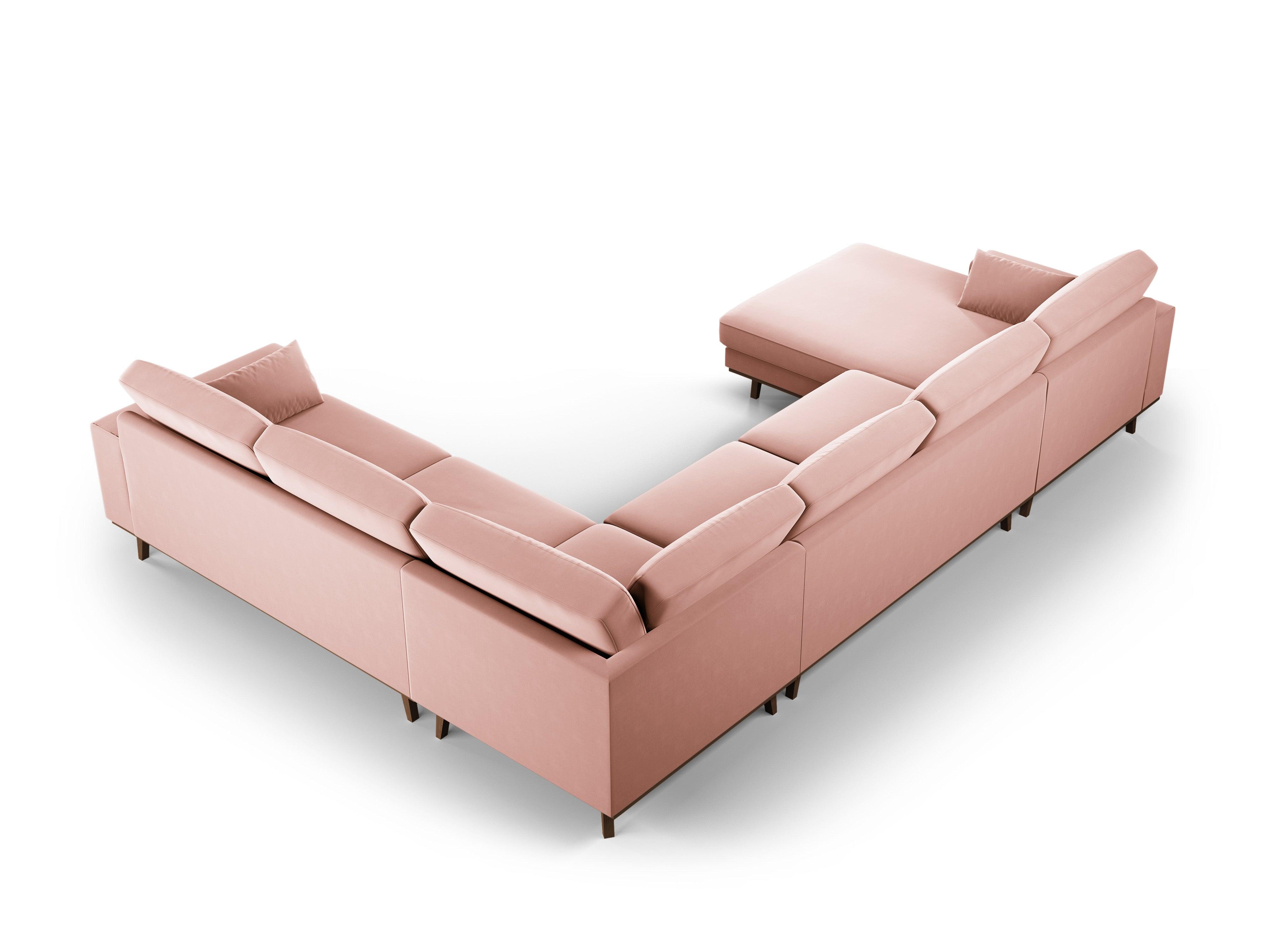 Narożnik prawostronny aksamitny panoramiczny HEBE różowy Mazzini Sofas Eye on Design