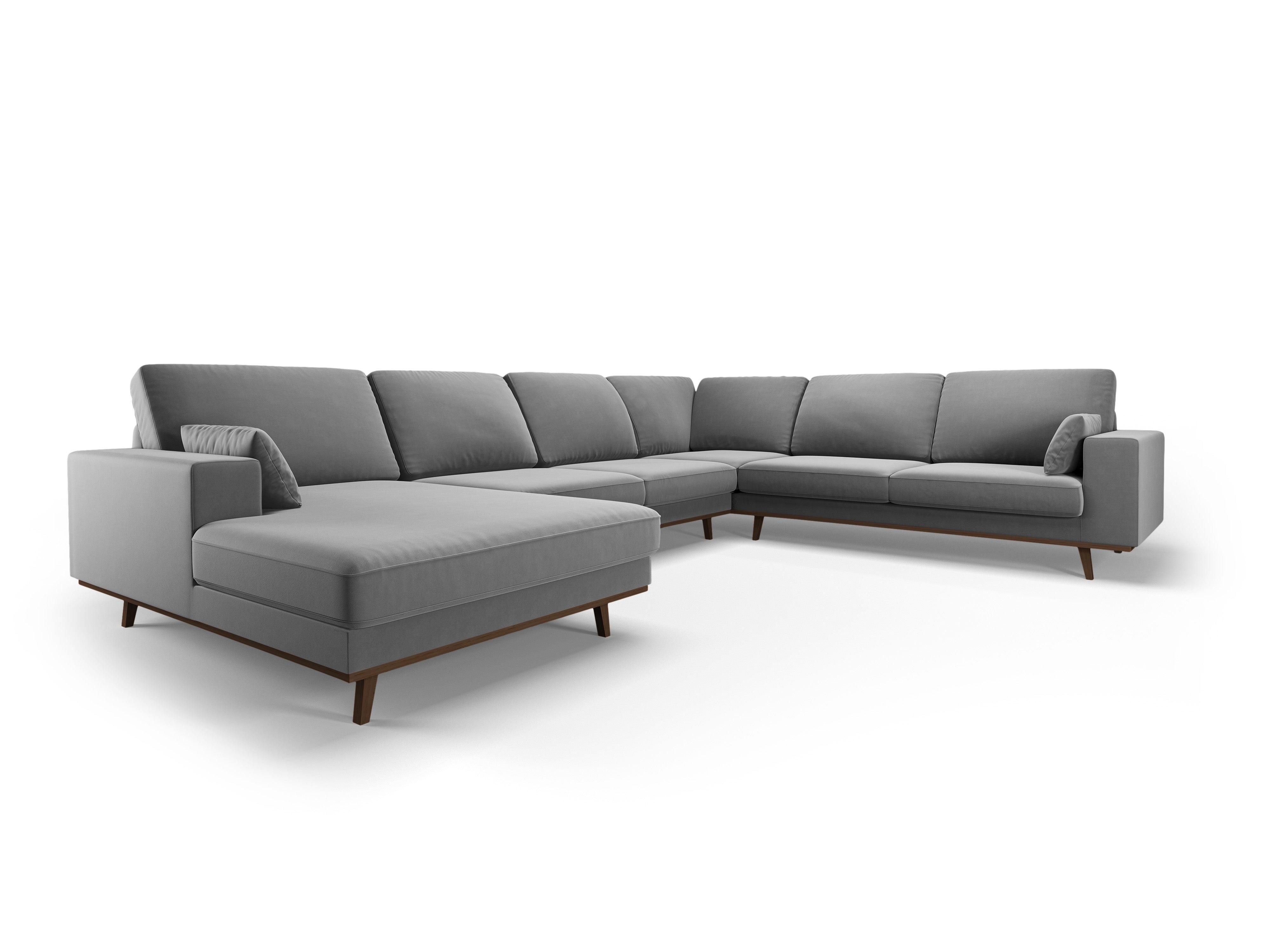Narożnik prawostronny aksamitny panoramiczny HEBE szary Mazzini Sofas Eye on Design