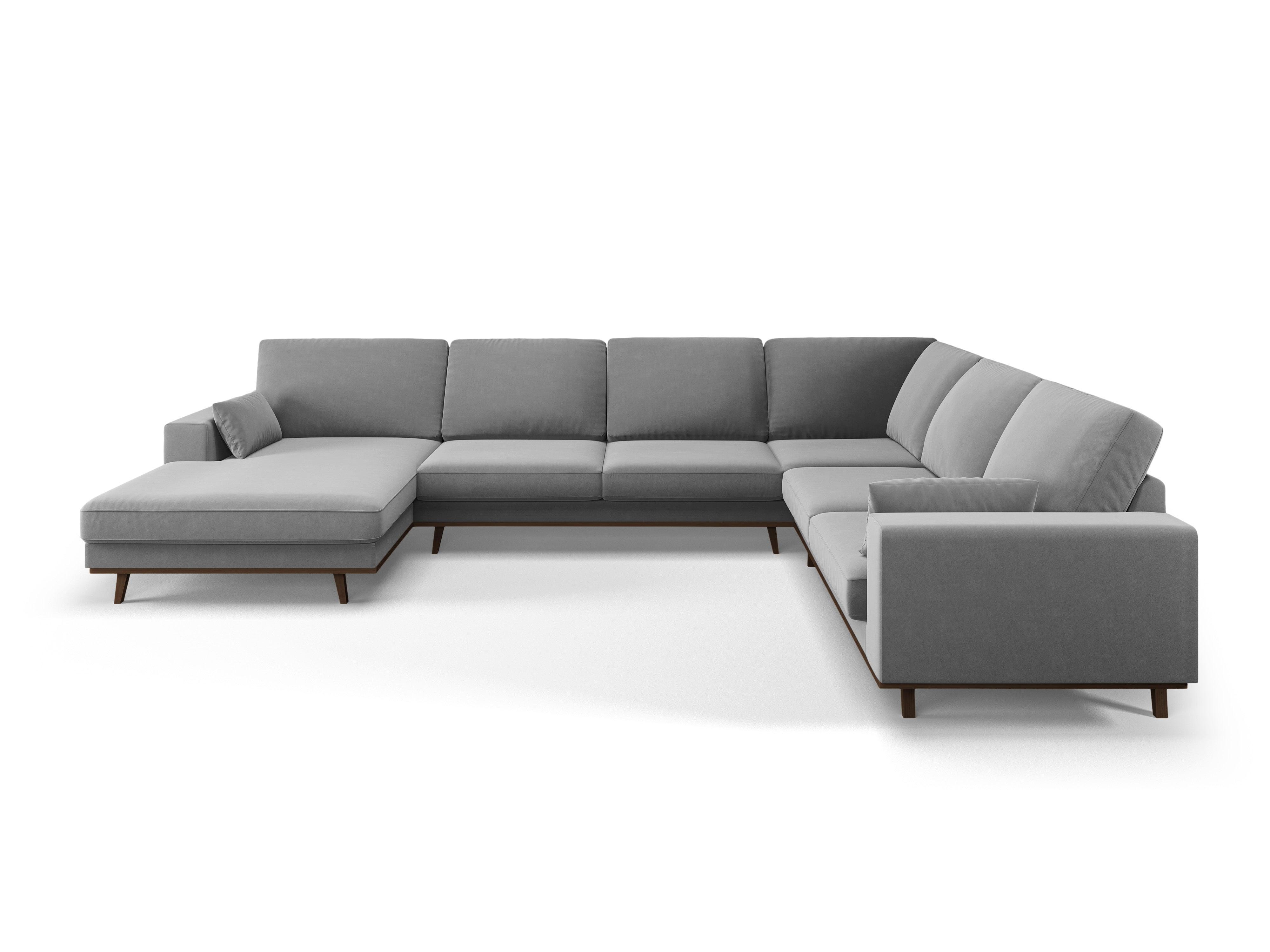 Narożnik prawostronny aksamitny panoramiczny HEBE szary Mazzini Sofas Eye on Design