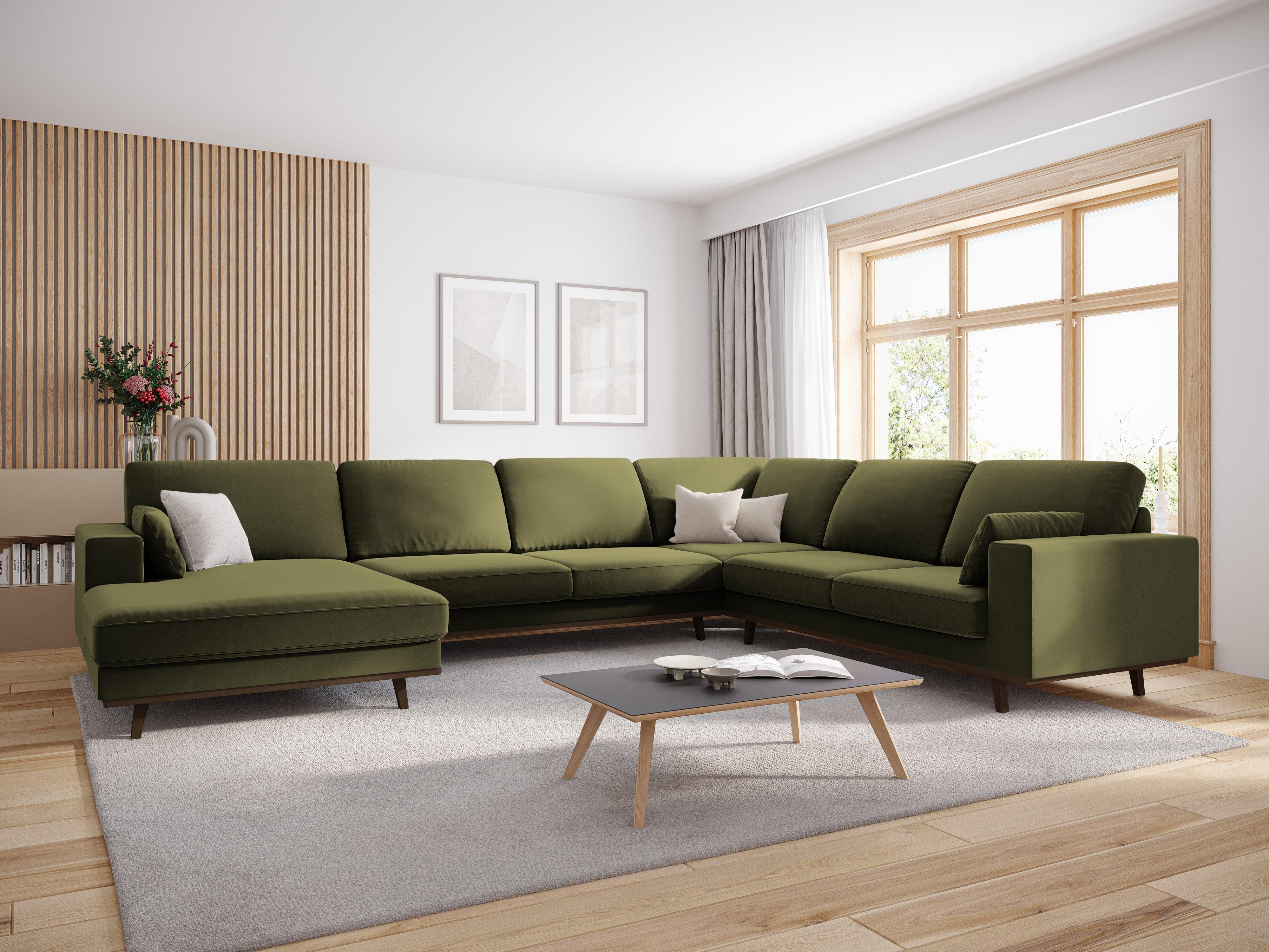 Narożnik prawostronny aksamitny panoramiczny HEBE zielony Mazzini Sofas Eye on Design