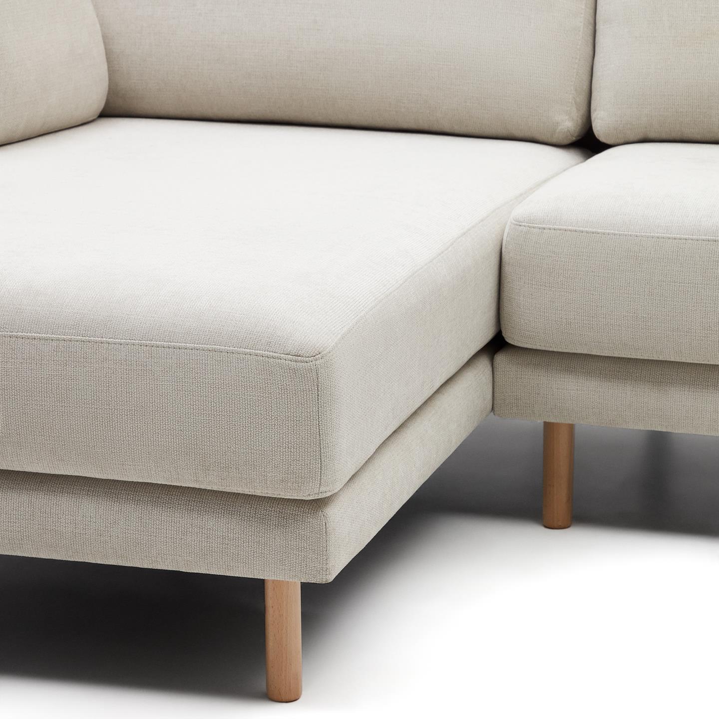 Narożnik prawostronny GILMA perłowy z drewnianą podstawą La Forma Eye on Design
