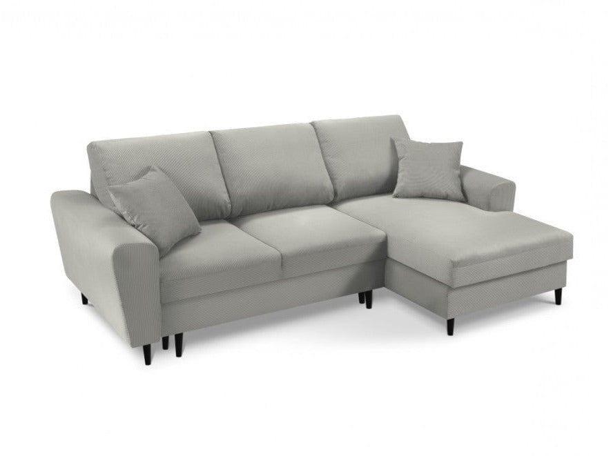 Narożnik prawostronny sztruksowy z funkcją spania KYOTO jasnoszary Cosmopolitan Design Eye on Design