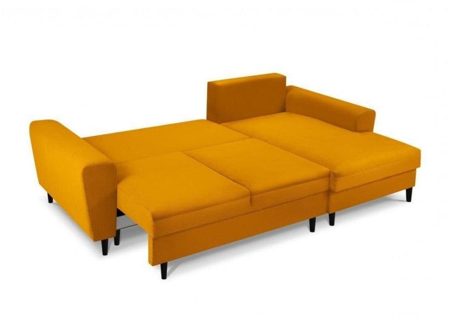Narożnik prawostronny sztruksowy z funkcją spania KYOTO żółty Cosmopolitan Design Eye on Design