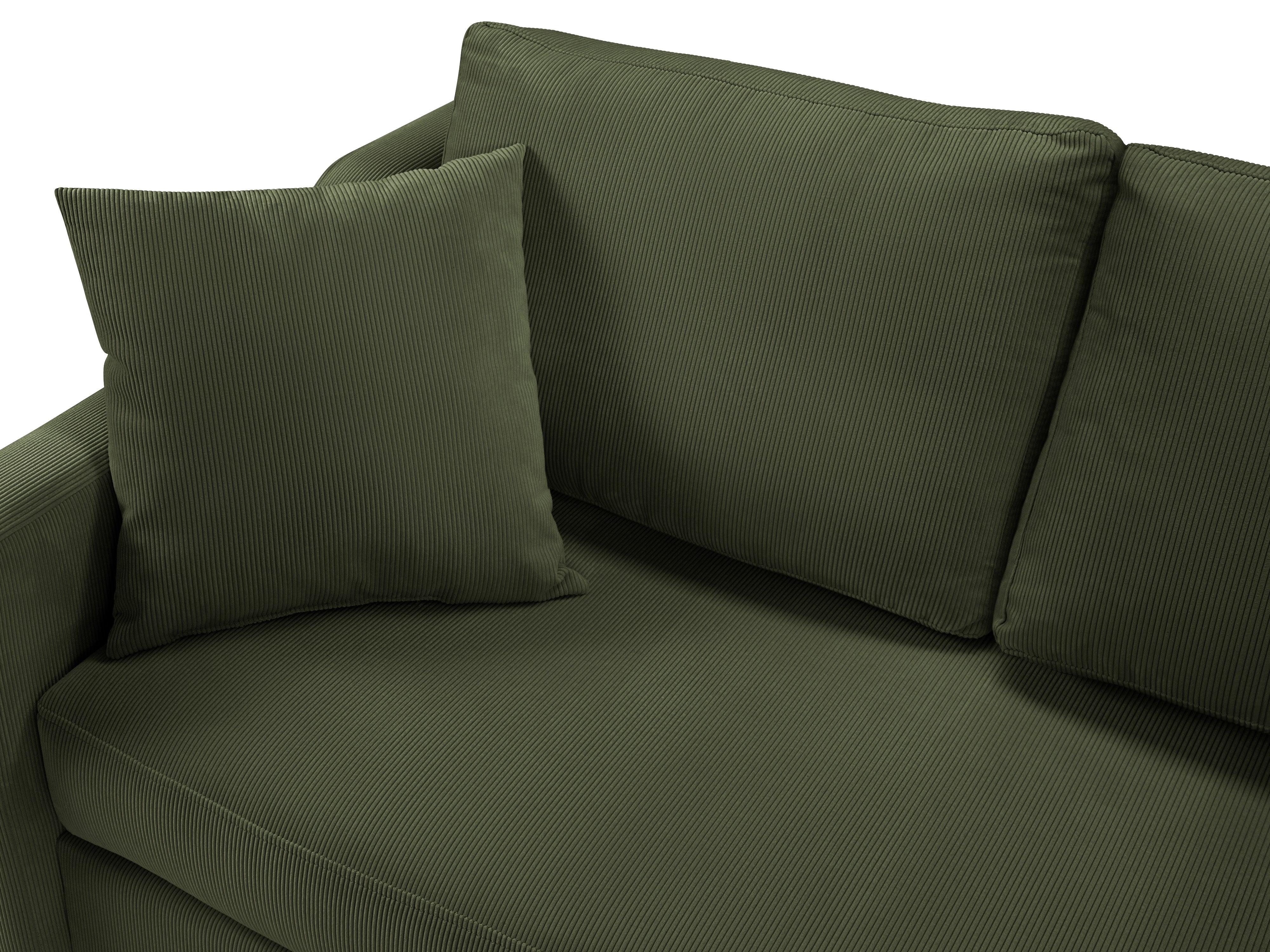 Narożnik prawostronny sztruksowy z funkcją spania ROSE butelkowa zieleń Mazzini Sofas Eye on Design