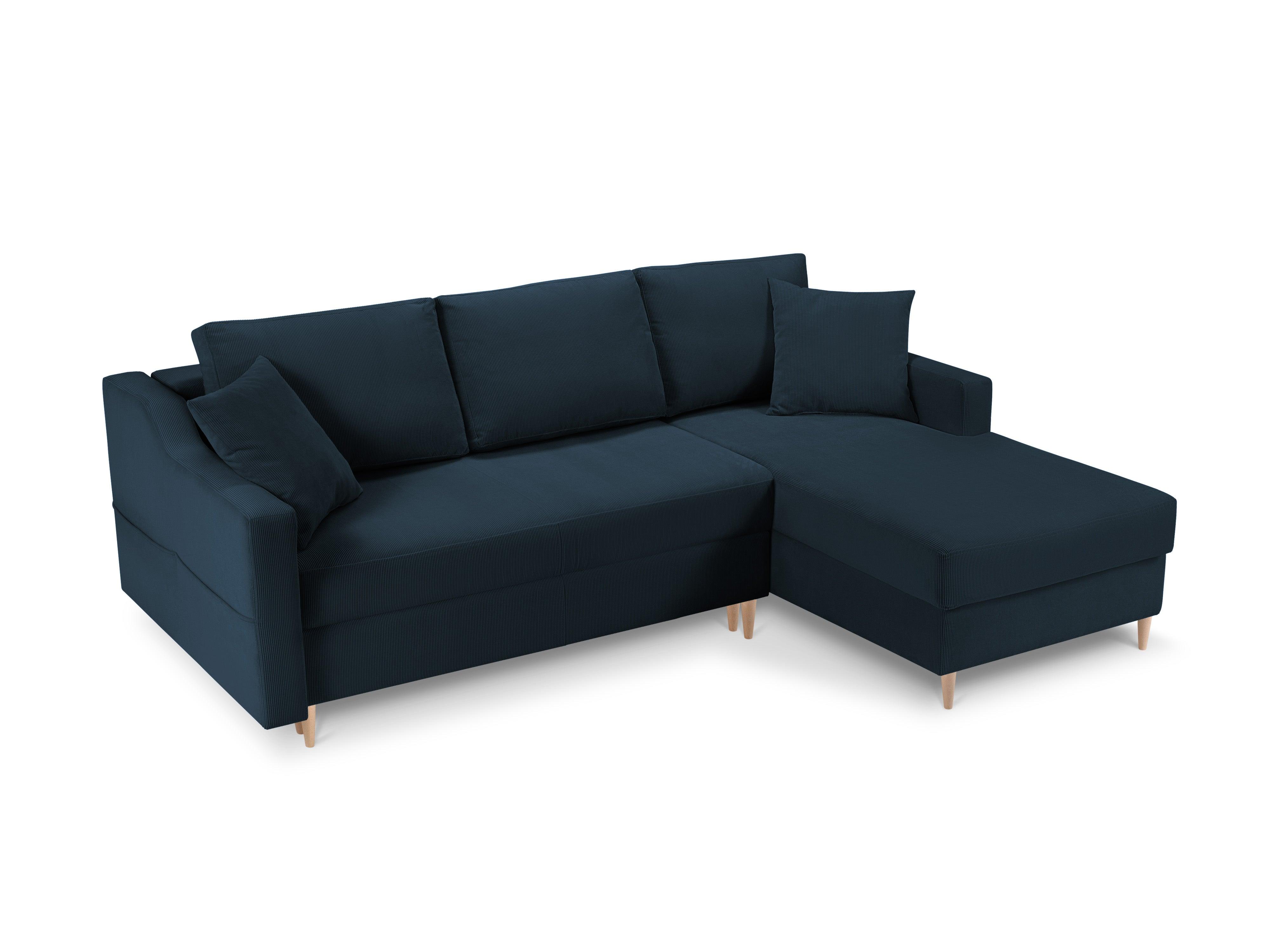 Narożnik prawostronny sztruksowy z funkcją spania ROSE ciemnoniebieski Mazzini Sofas Eye on Design