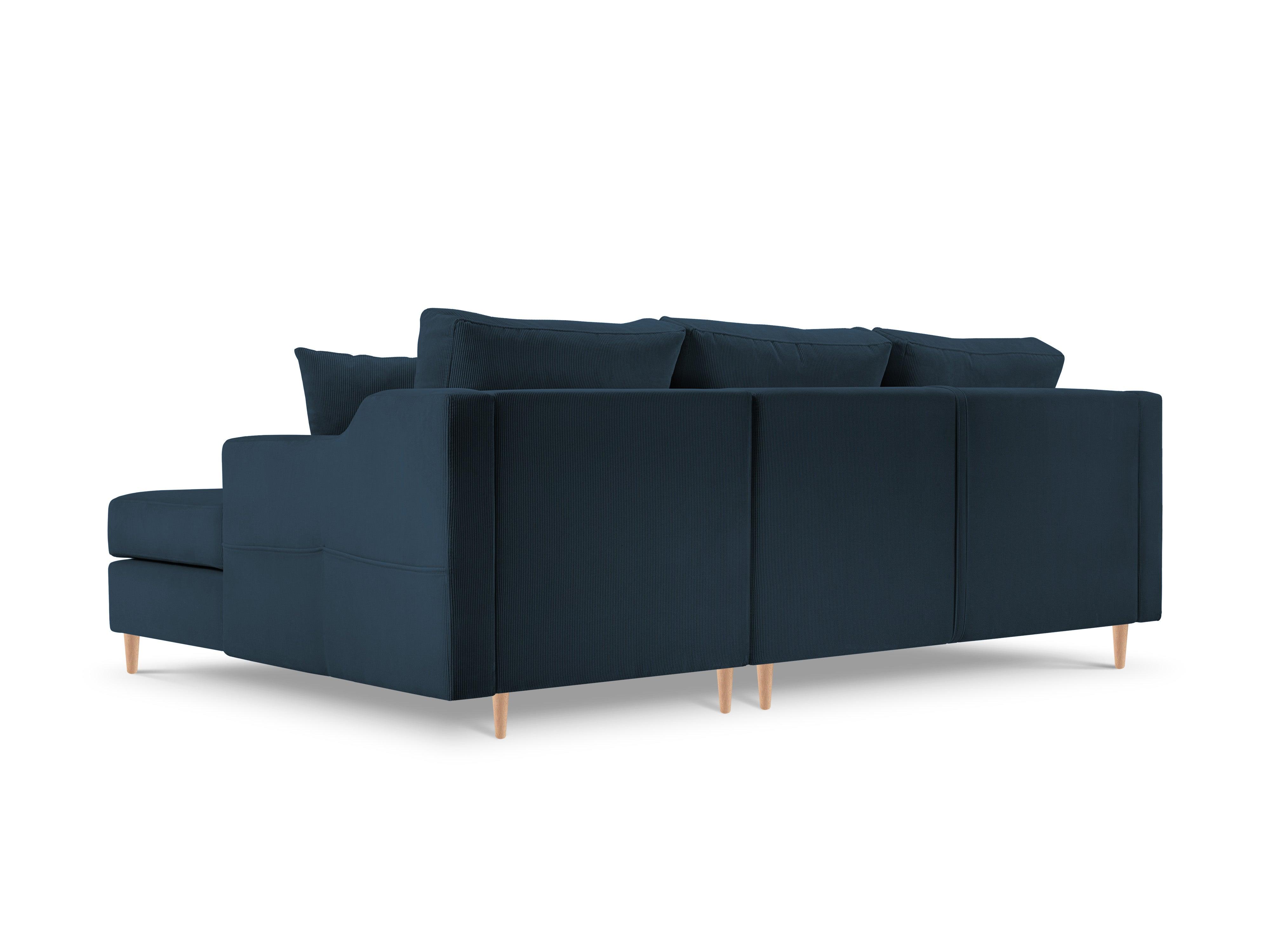Narożnik prawostronny sztruksowy z funkcją spania ROSE ciemnoniebieski Mazzini Sofas Eye on Design