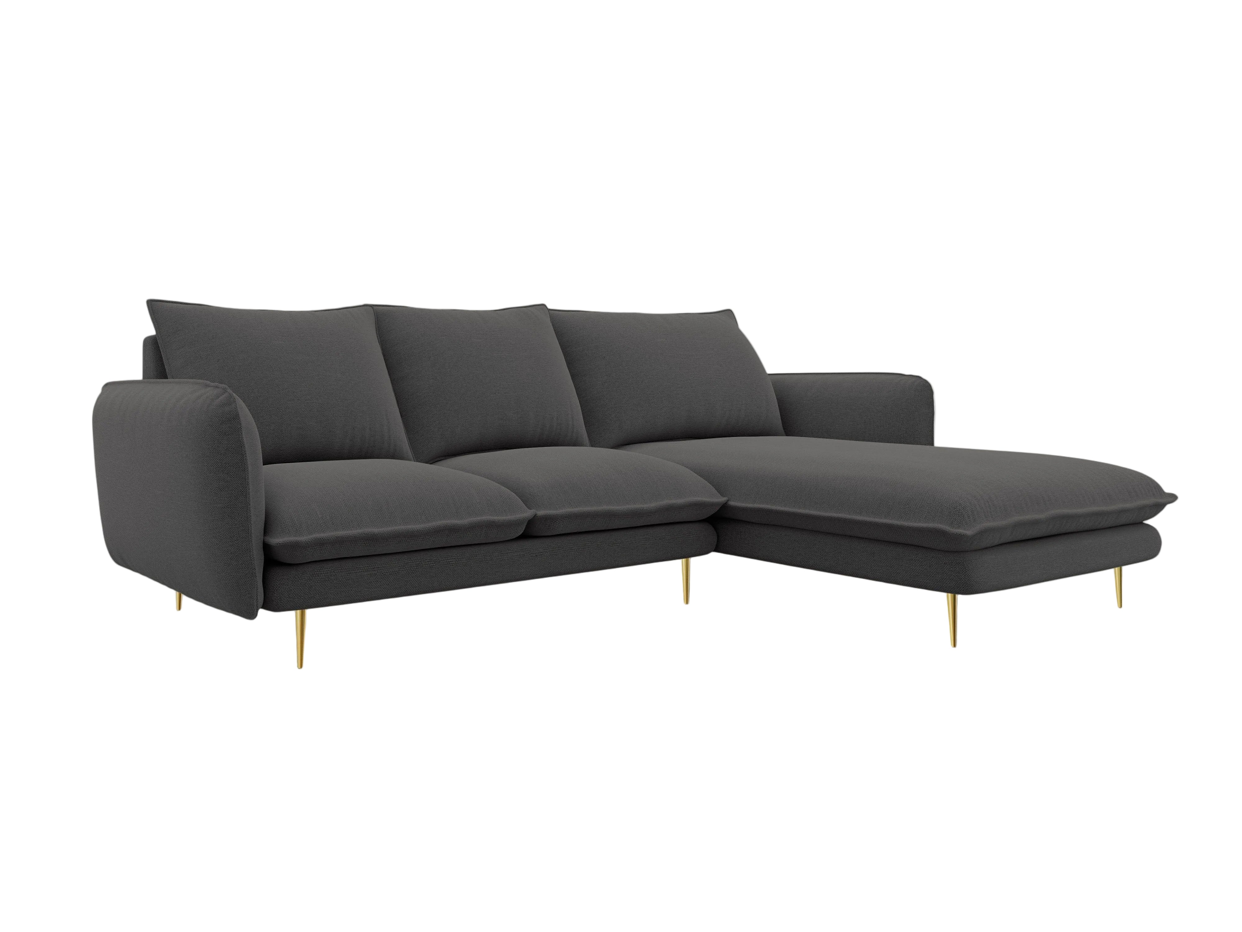 Narożnik prawostronny VIENNA ciemnoszary ze złotą podstawą Cosmopolitan Design Eye on Design