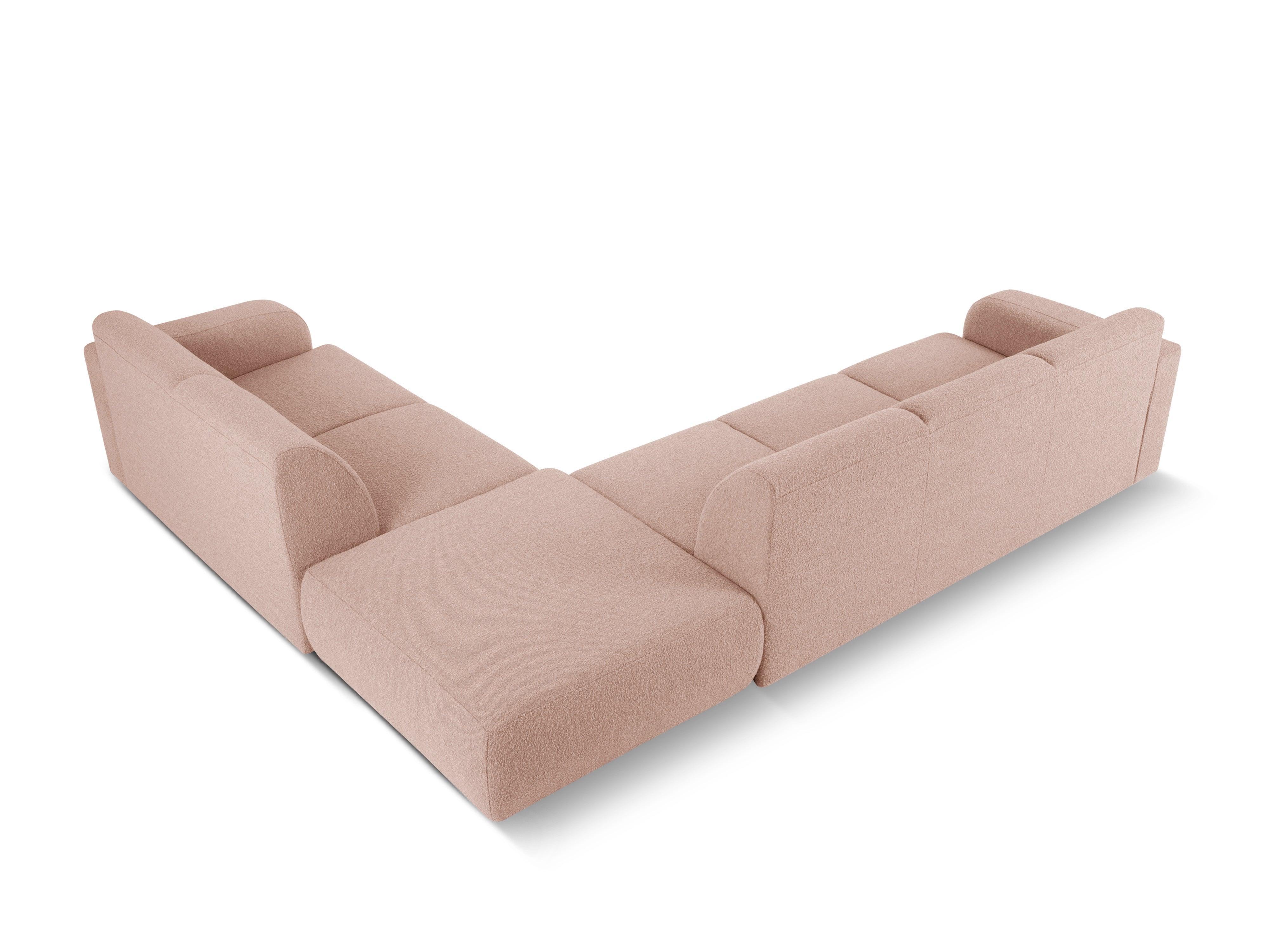 Narożnik prawostronny w tkaninie boucle 6-osobowy LOLA różowy Windsor & Co Eye on Design