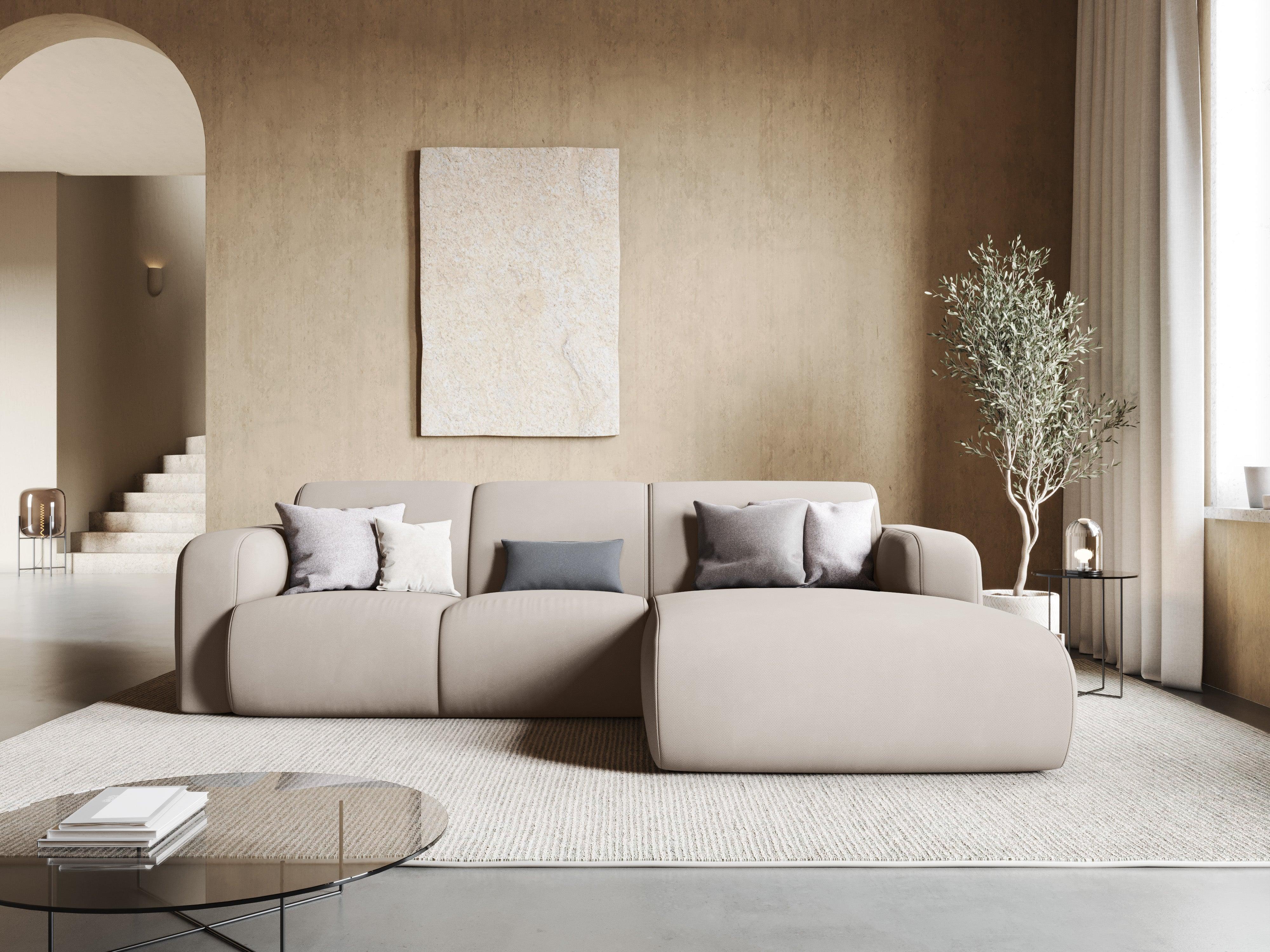 Narożnik prawostronny w tkaninie chenillowej 4-osobowy LOLA beżowy Windsor & Co Eye on Design