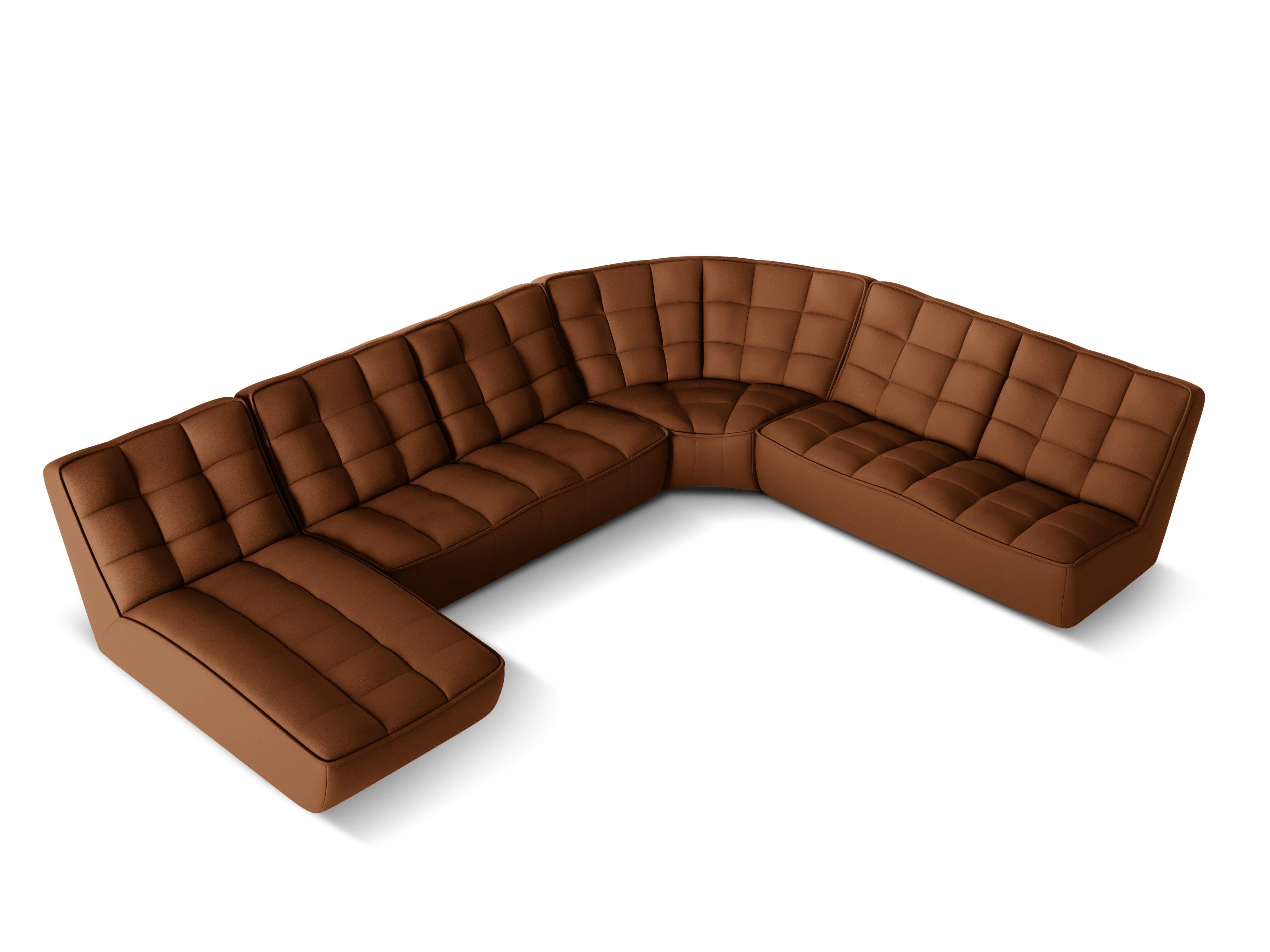 Narożnik skórzany panoramiczny prawostronny MONI brązowy Maison Heritage Eye on Design