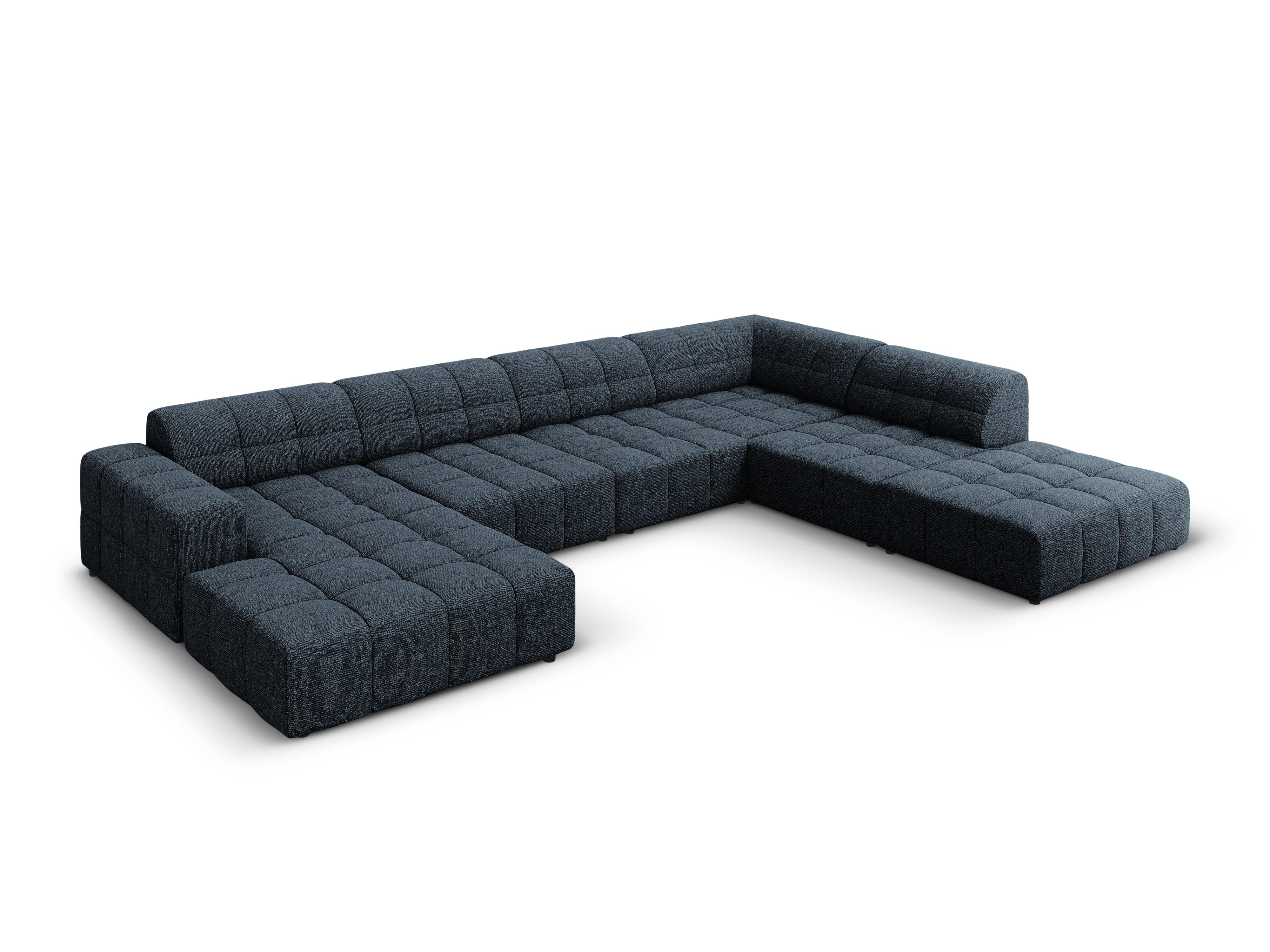 Narożnik w kształcie U prawostronny CHICAGO niebieski szenil Cosmopolitan Design Eye on Design