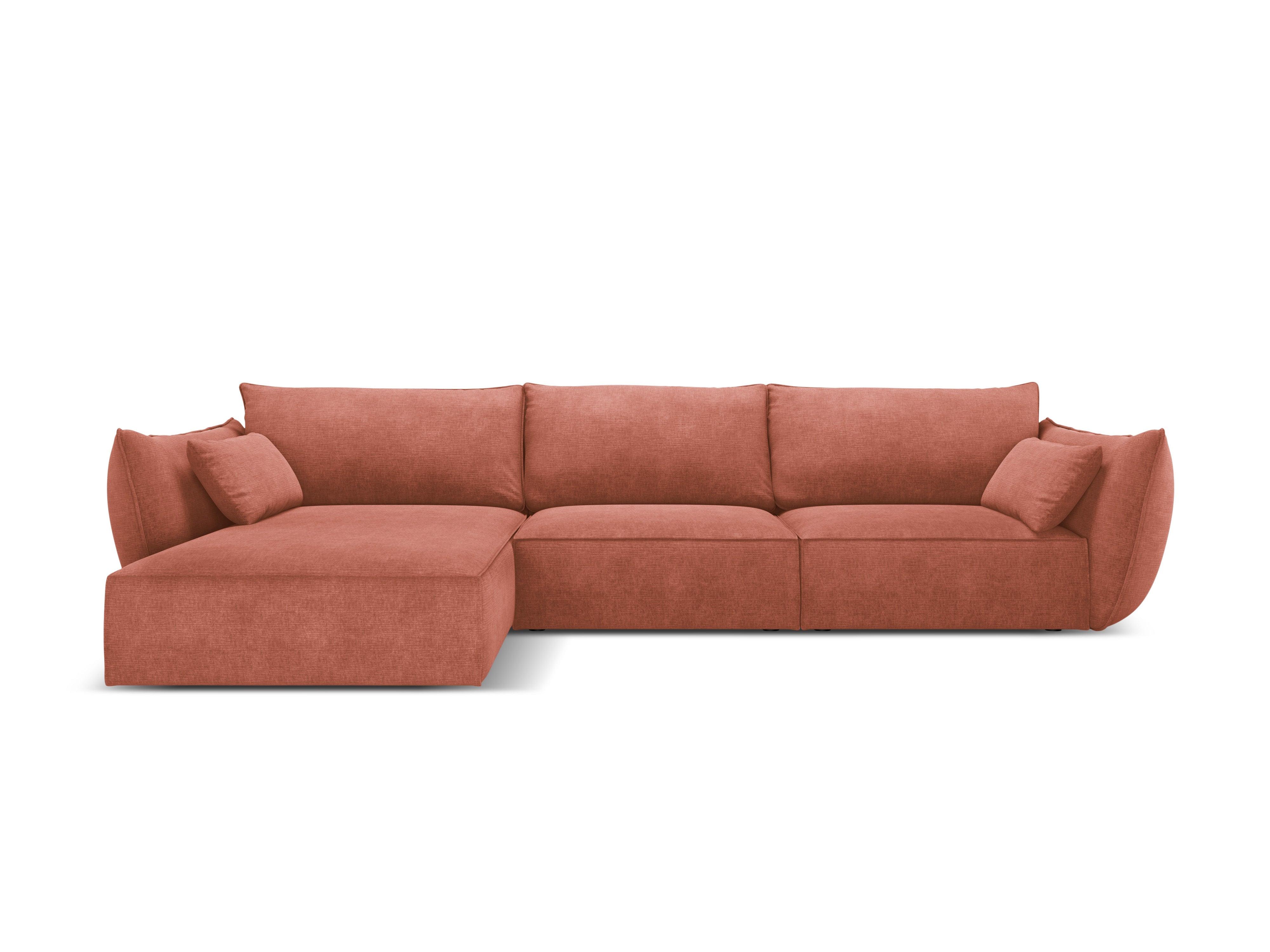 Narożnik w tkaninie szenilowej lewostronny 4-osobowy VANDA terracotta Mazzini Sofas Eye on Design