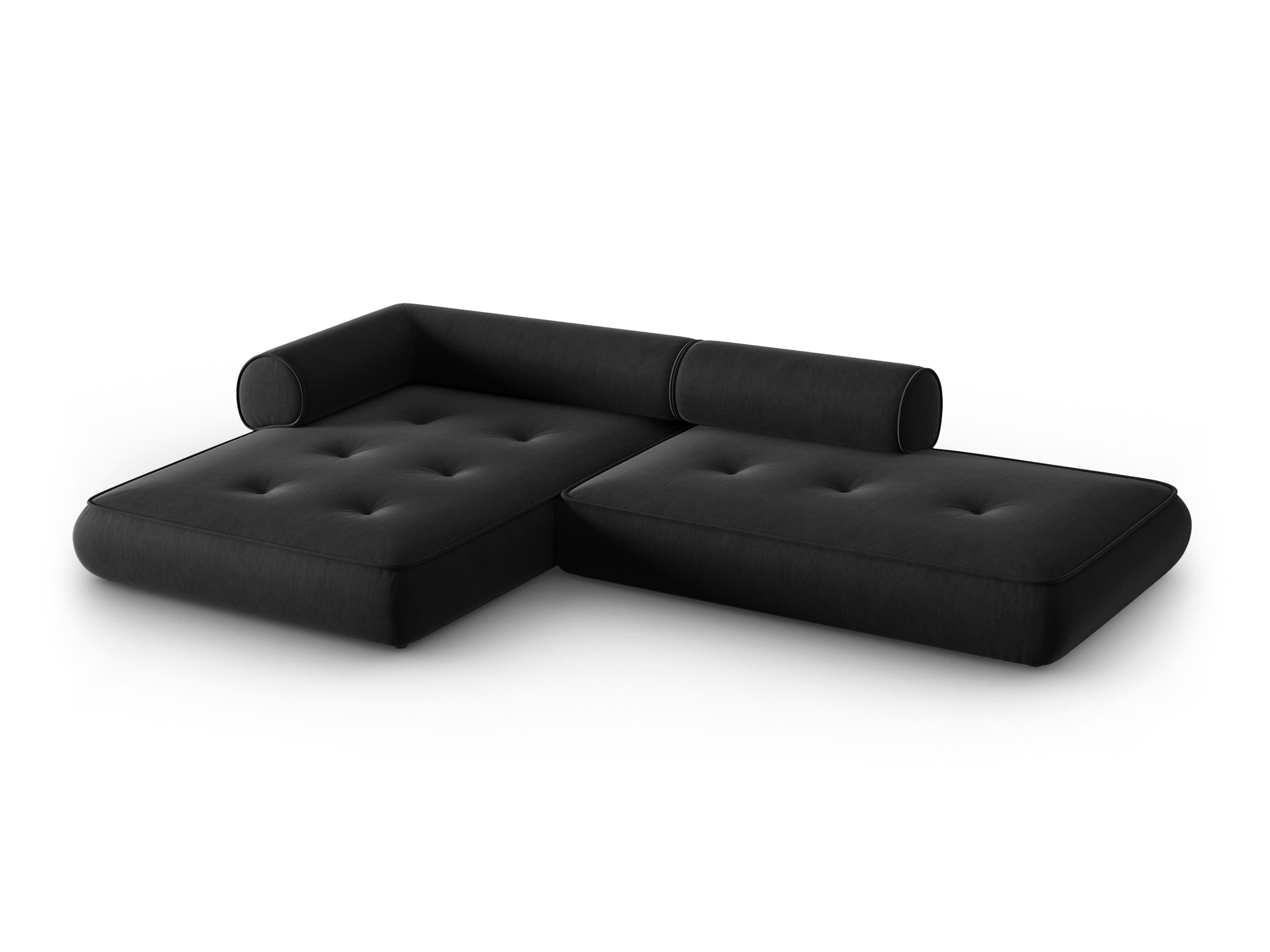 Narożnik w tkaninie szenilowej lewostronny otwarty LILY antracytowy Maison Heritage Eye on Design