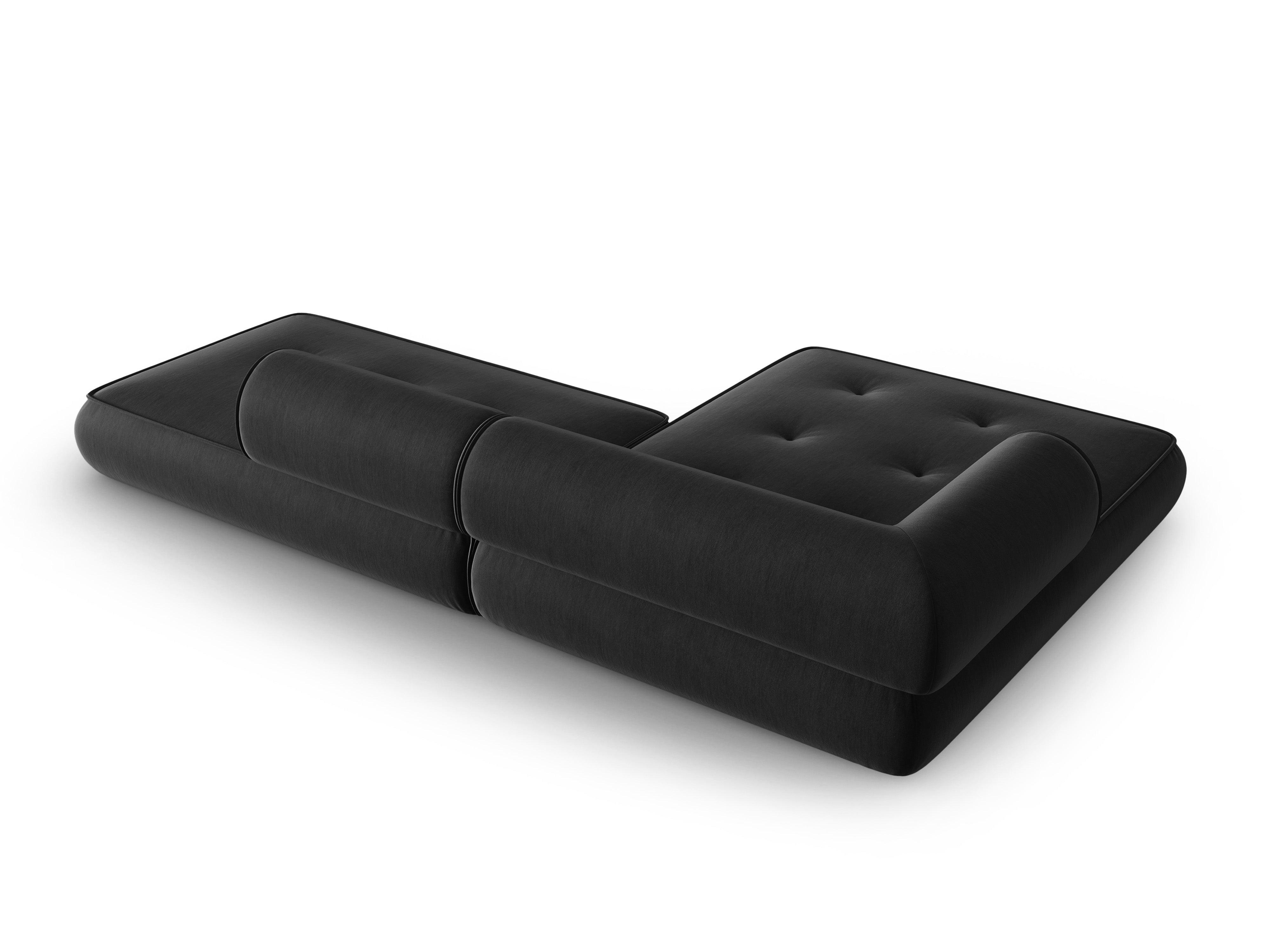 Narożnik w tkaninie szenilowej lewostronny otwarty LILY antracytowy Maison Heritage Eye on Design