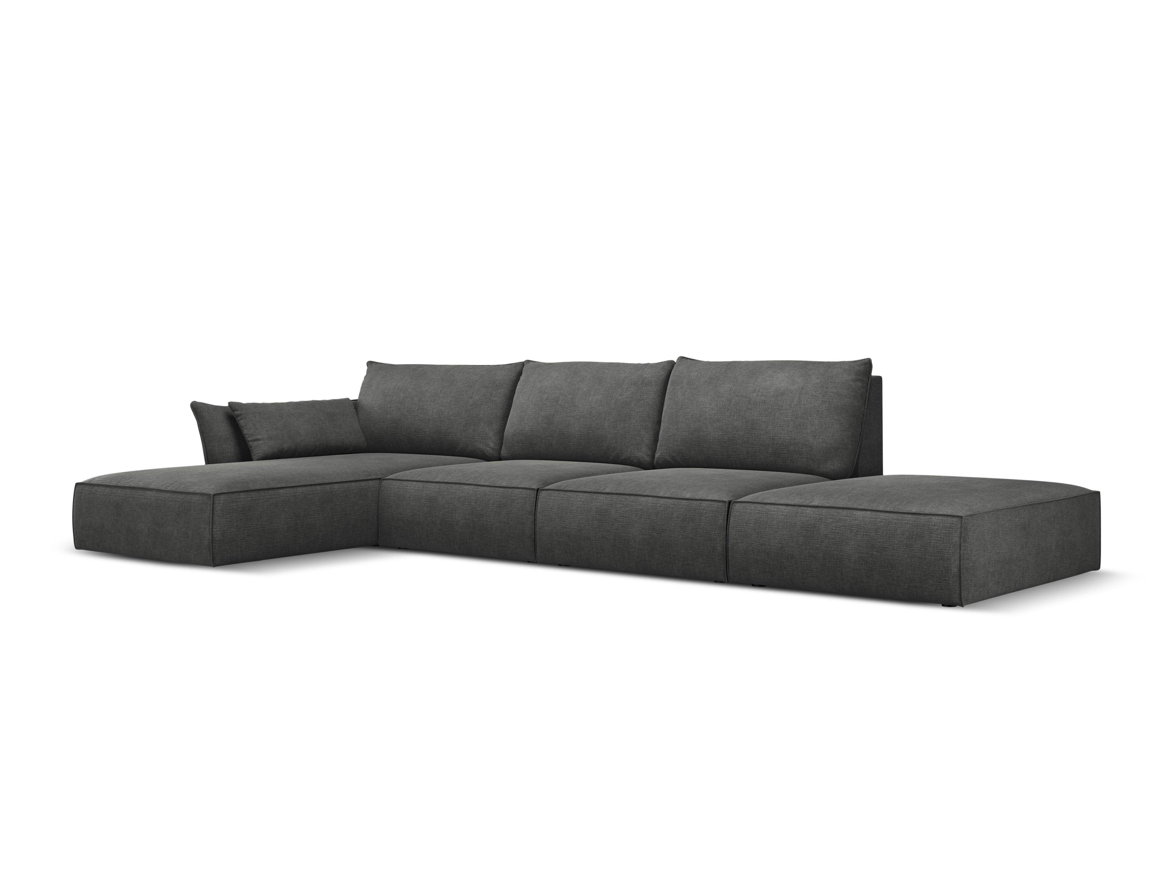 Narożnik w tkaninie szenilowej lewostronny otwarty VANDA ciemnoszary Mazzini Sofas Eye on Design