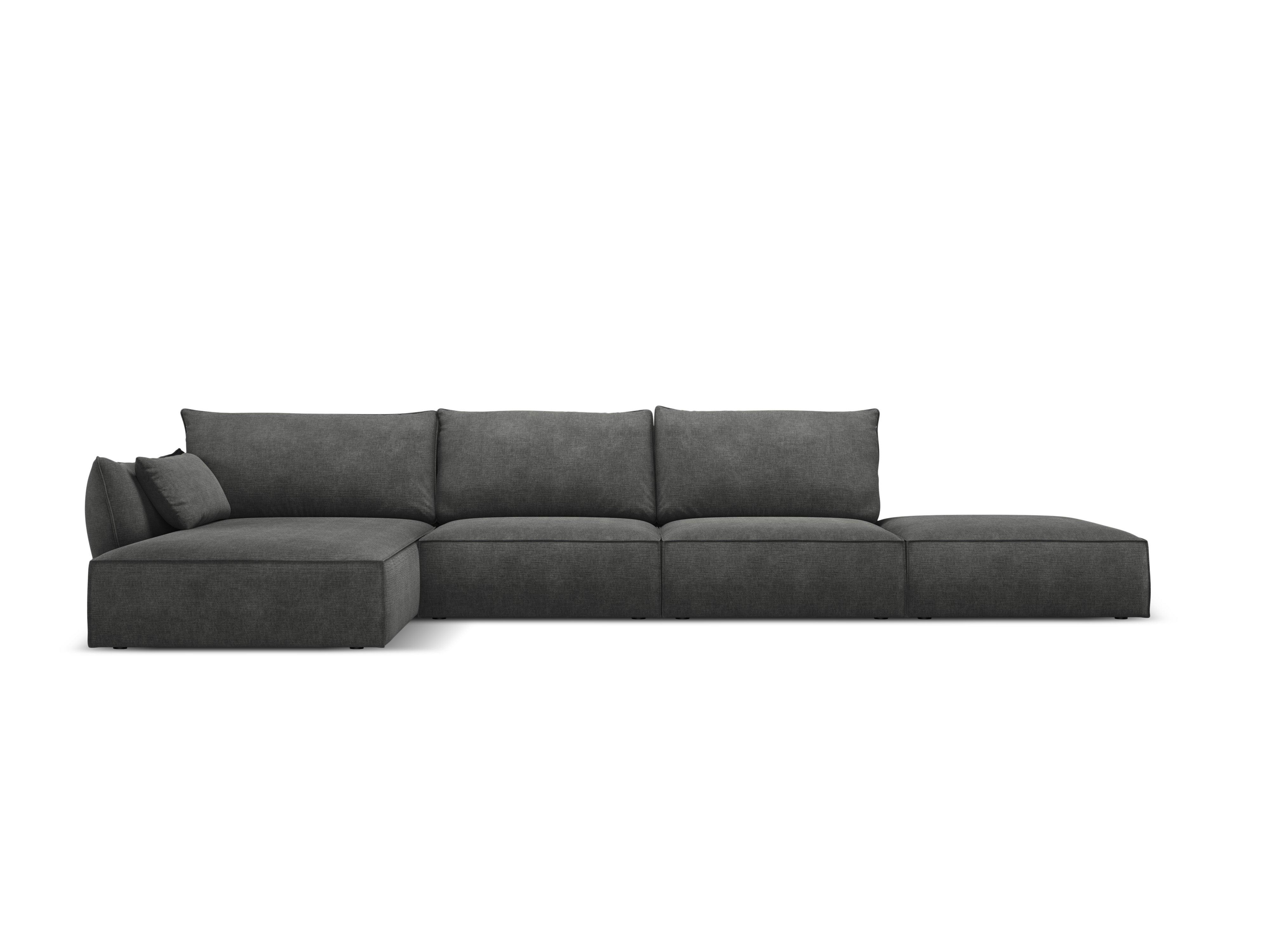 Narożnik w tkaninie szenilowej lewostronny otwarty VANDA ciemnoszary Mazzini Sofas Eye on Design