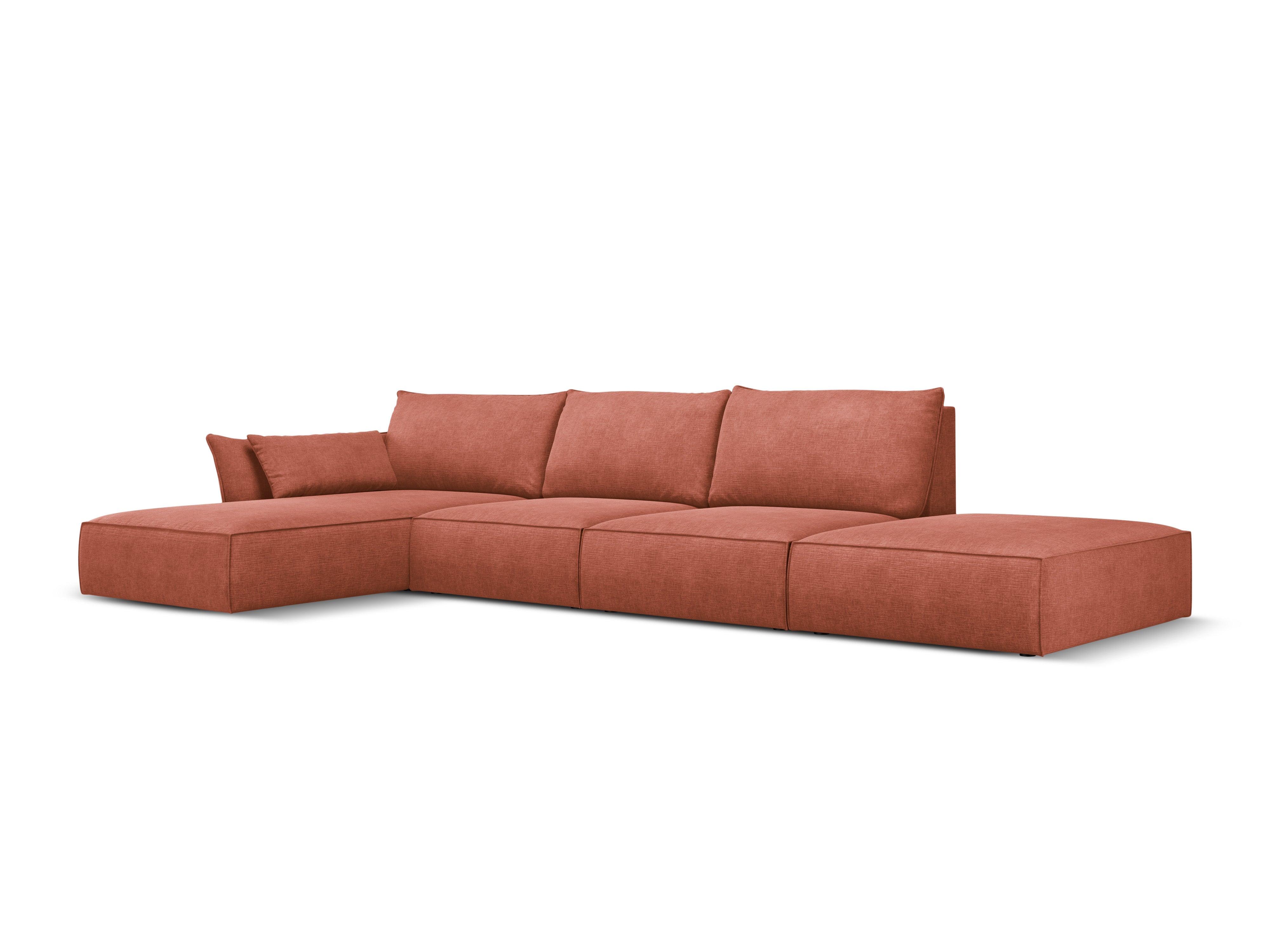 Narożnik w tkaninie szenilowej lewostronny otwarty VANDA terracotta Mazzini Sofas Eye on Design