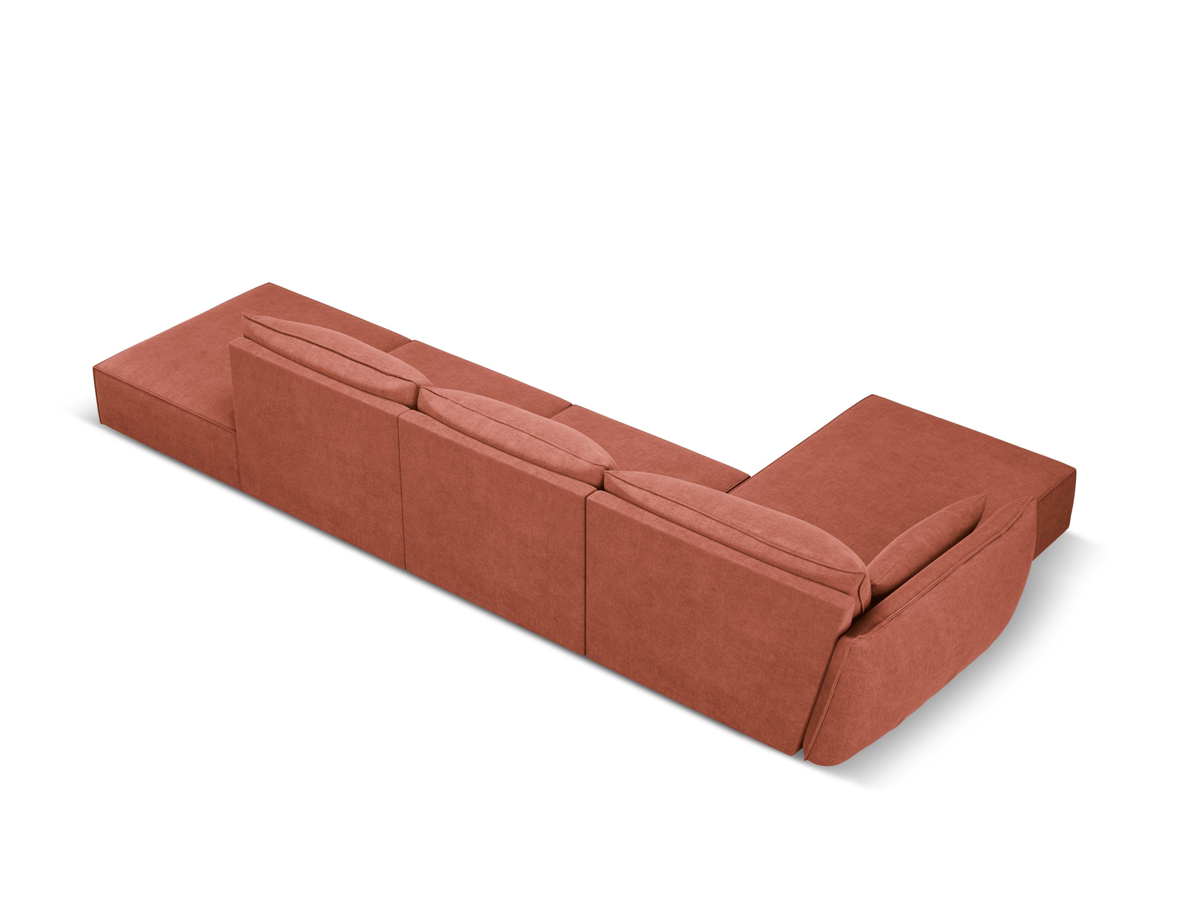 Narożnik w tkaninie szenilowej lewostronny otwarty VANDA terracotta Mazzini Sofas Eye on Design