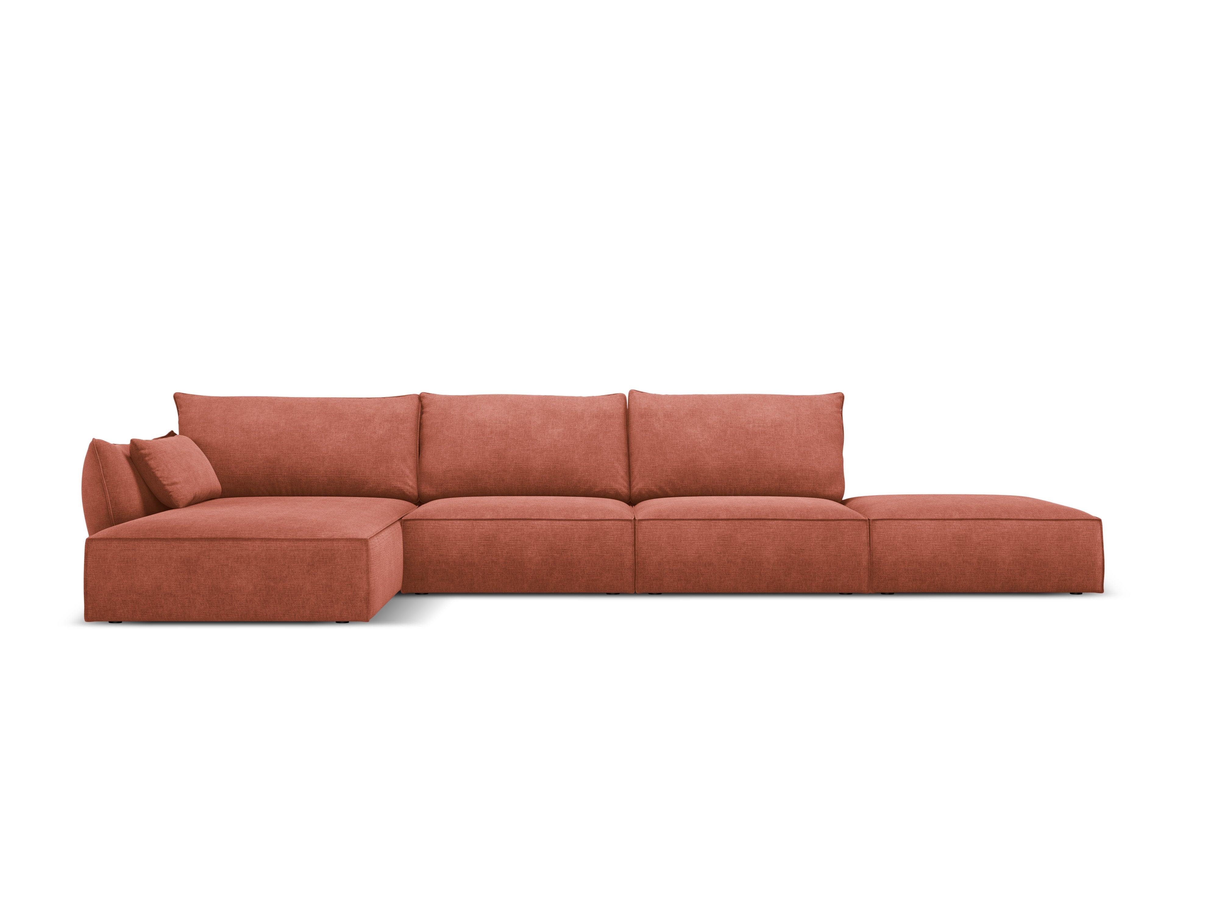 Narożnik w tkaninie szenilowej lewostronny otwarty VANDA terracotta Mazzini Sofas Eye on Design