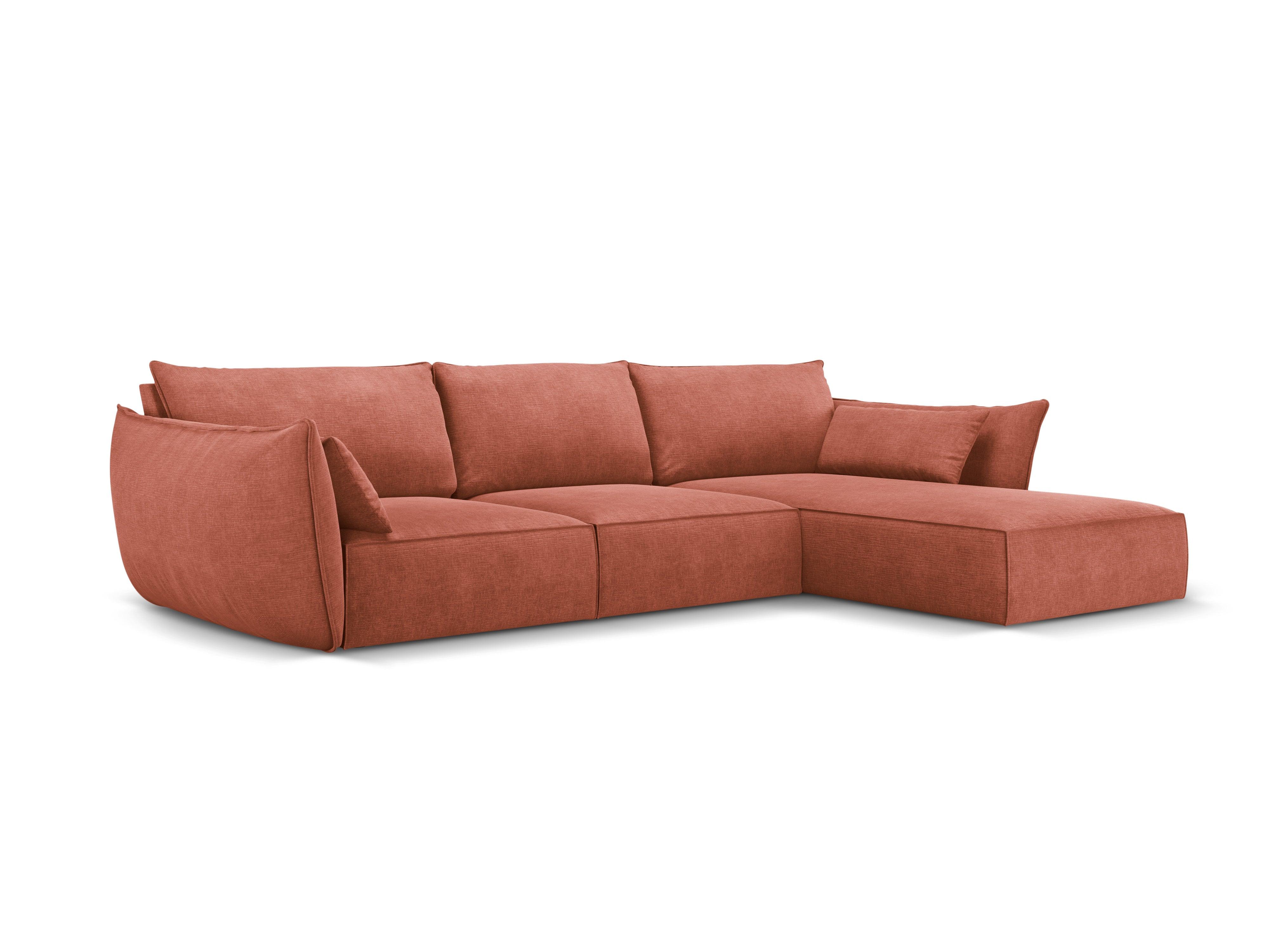 Narożnik w tkaninie szenilowej prawostronny 4-osobowy VANDA terracotta Mazzini Sofas Eye on Design