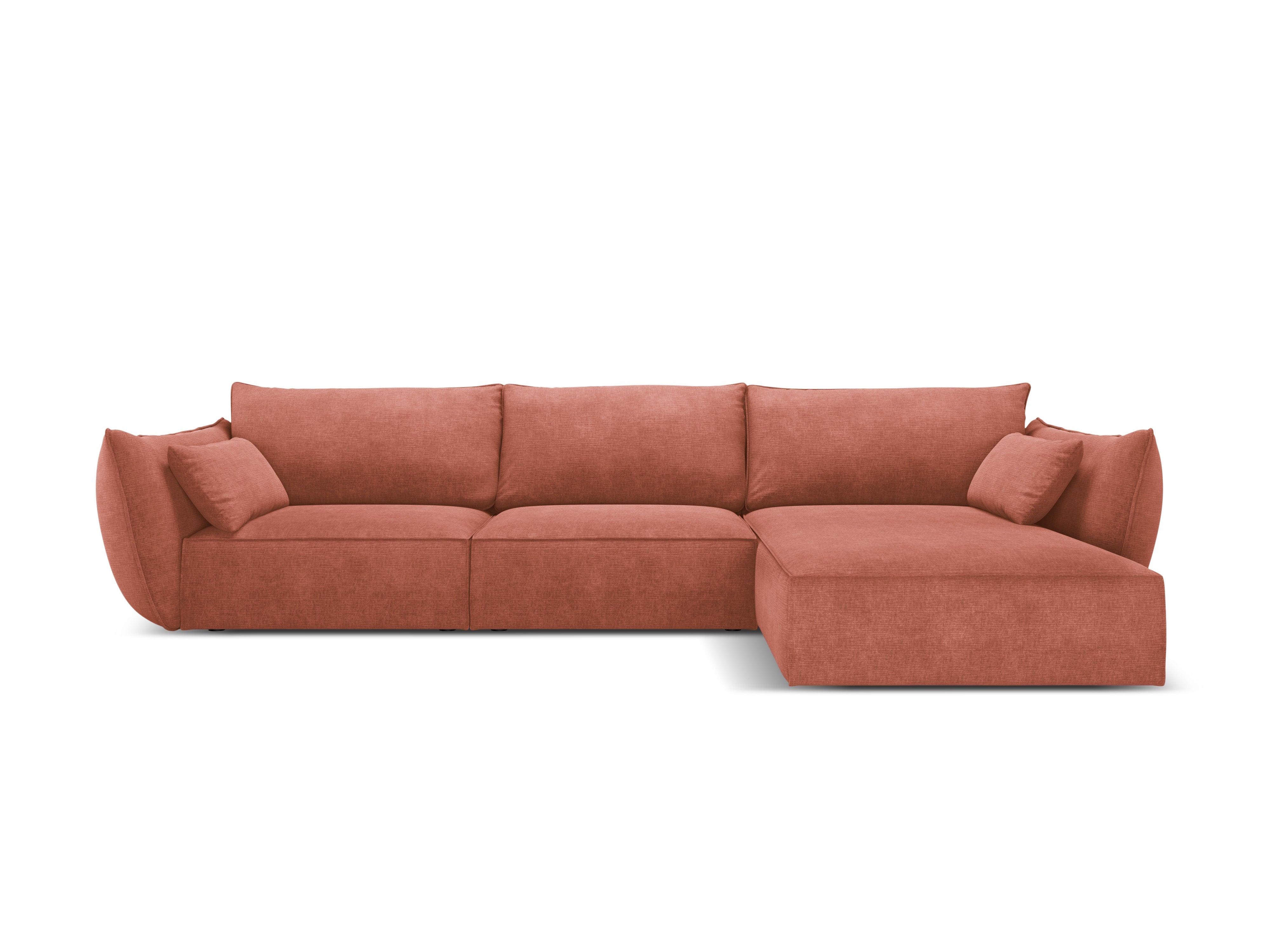 Narożnik w tkaninie szenilowej prawostronny 4-osobowy VANDA terracotta Mazzini Sofas Eye on Design