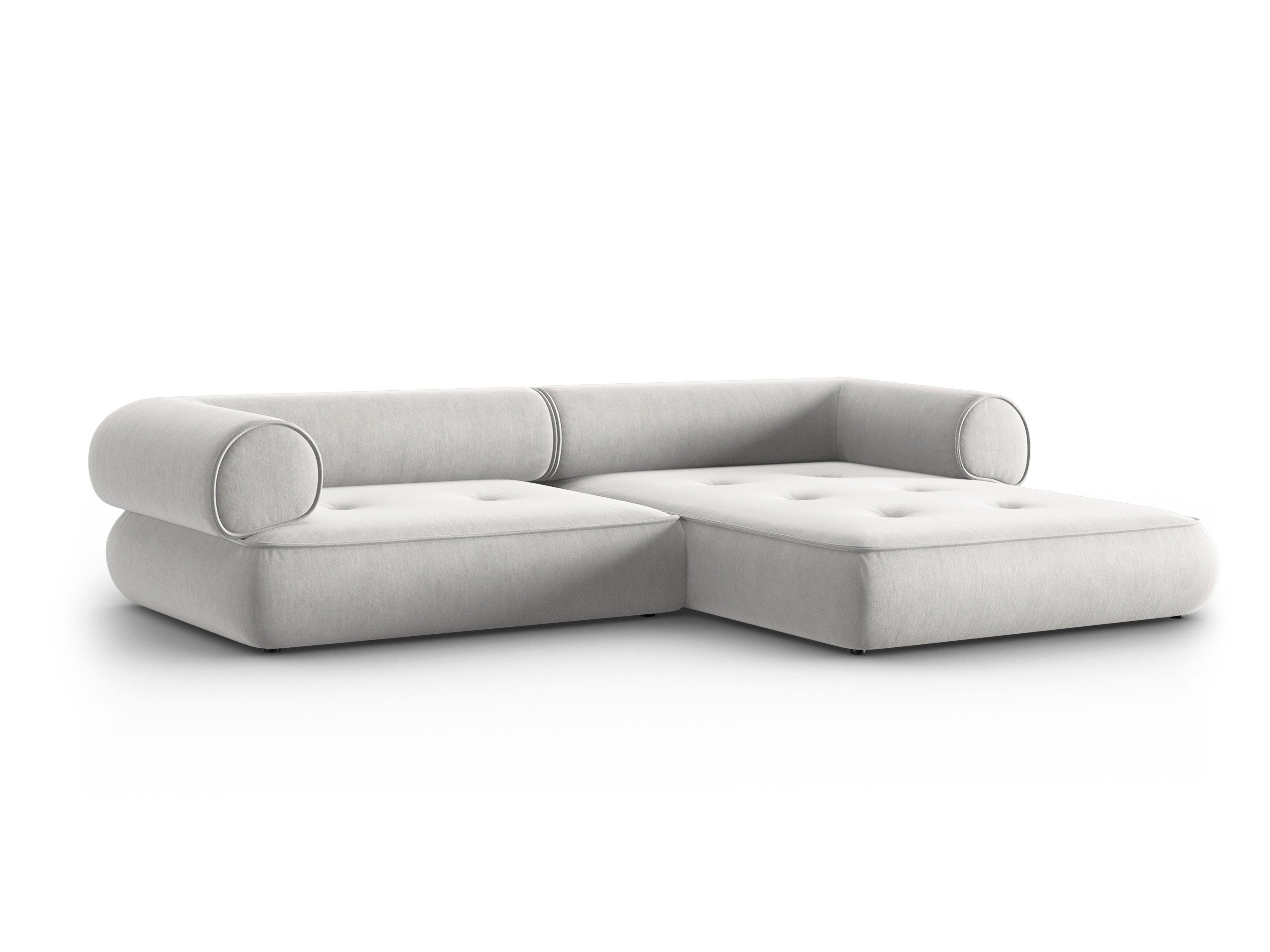 Narożnik w tkaninie szenilowej prawostronny LILY srebrny Maison Heritage Eye on Design