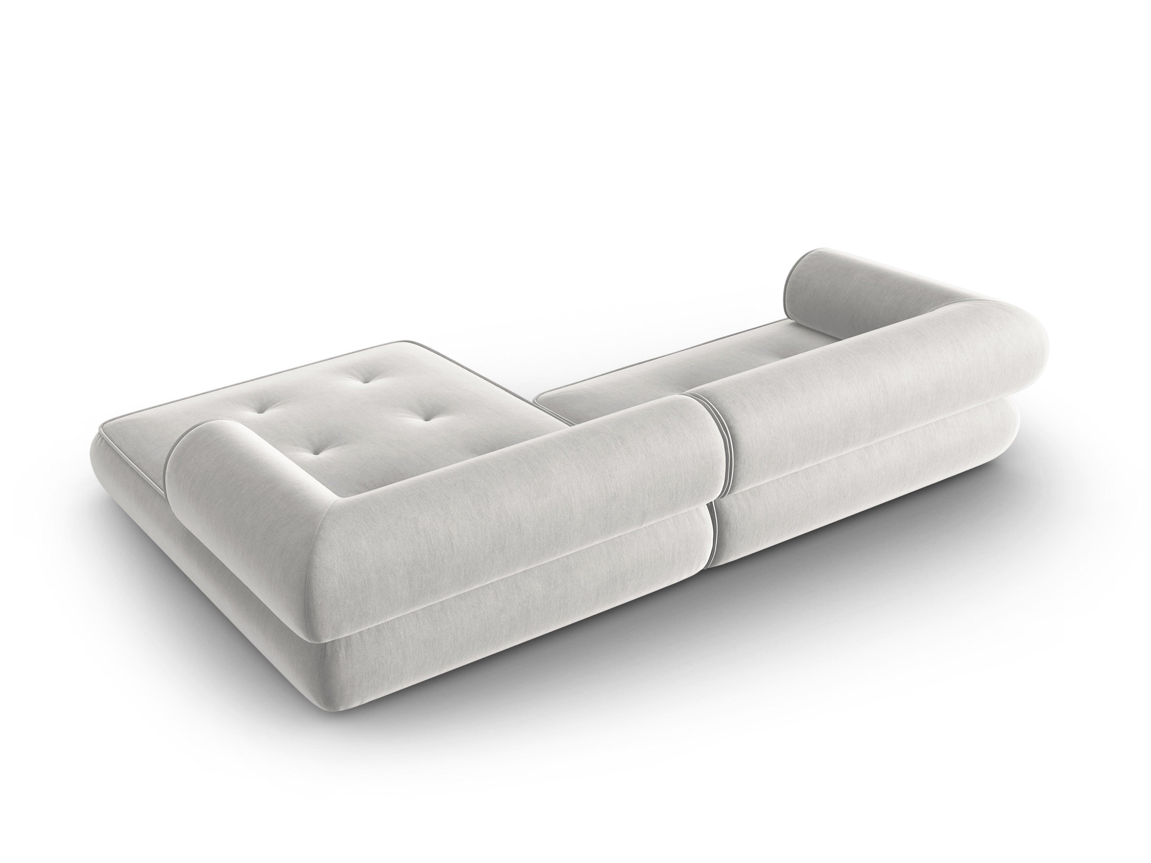 Narożnik w tkaninie szenilowej prawostronny LILY srebrny Maison Heritage Eye on Design