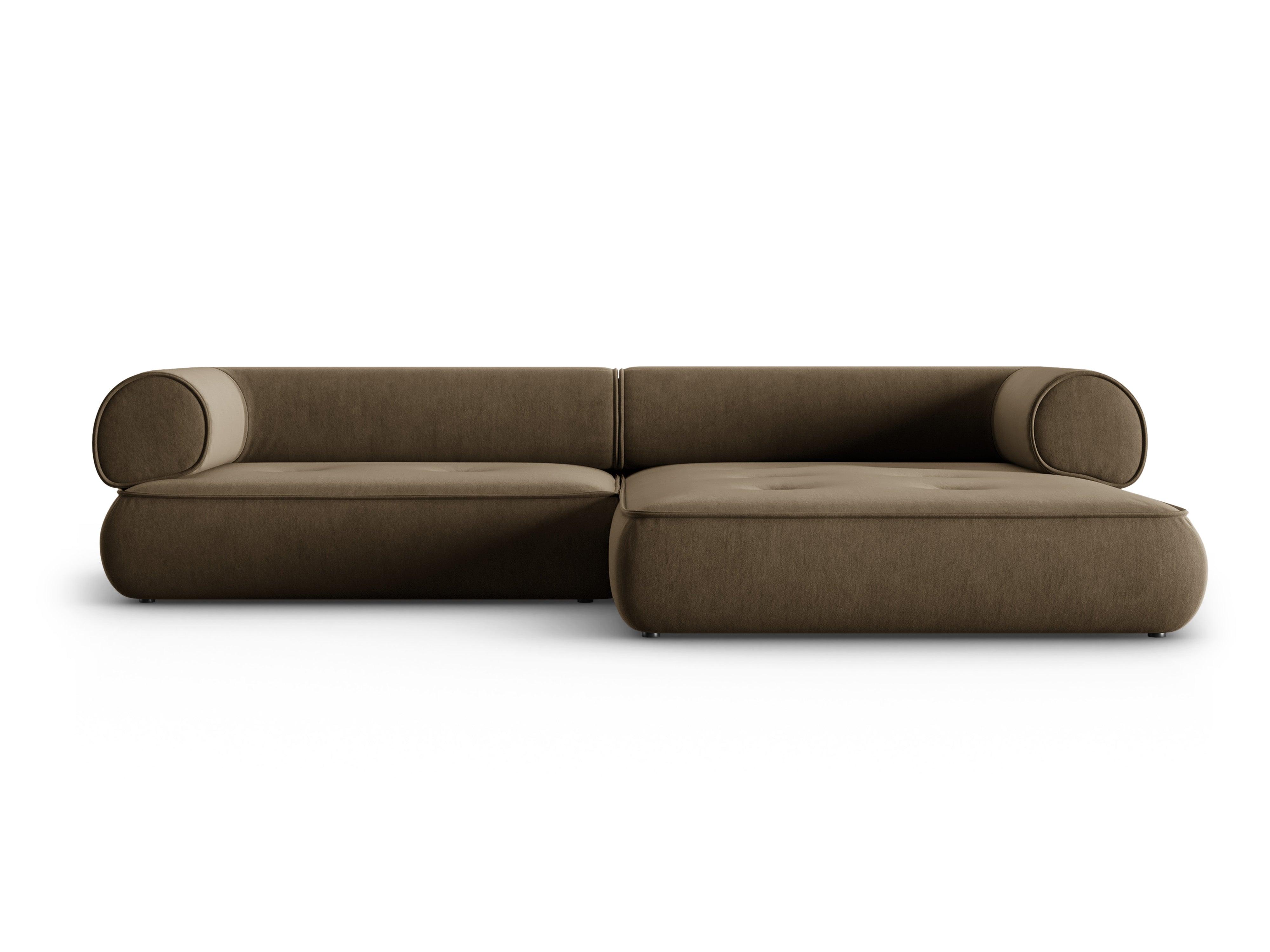 Narożnik w tkaninie szenilowej prawostronny LILY szarobrązowy Maison Heritage Eye on Design