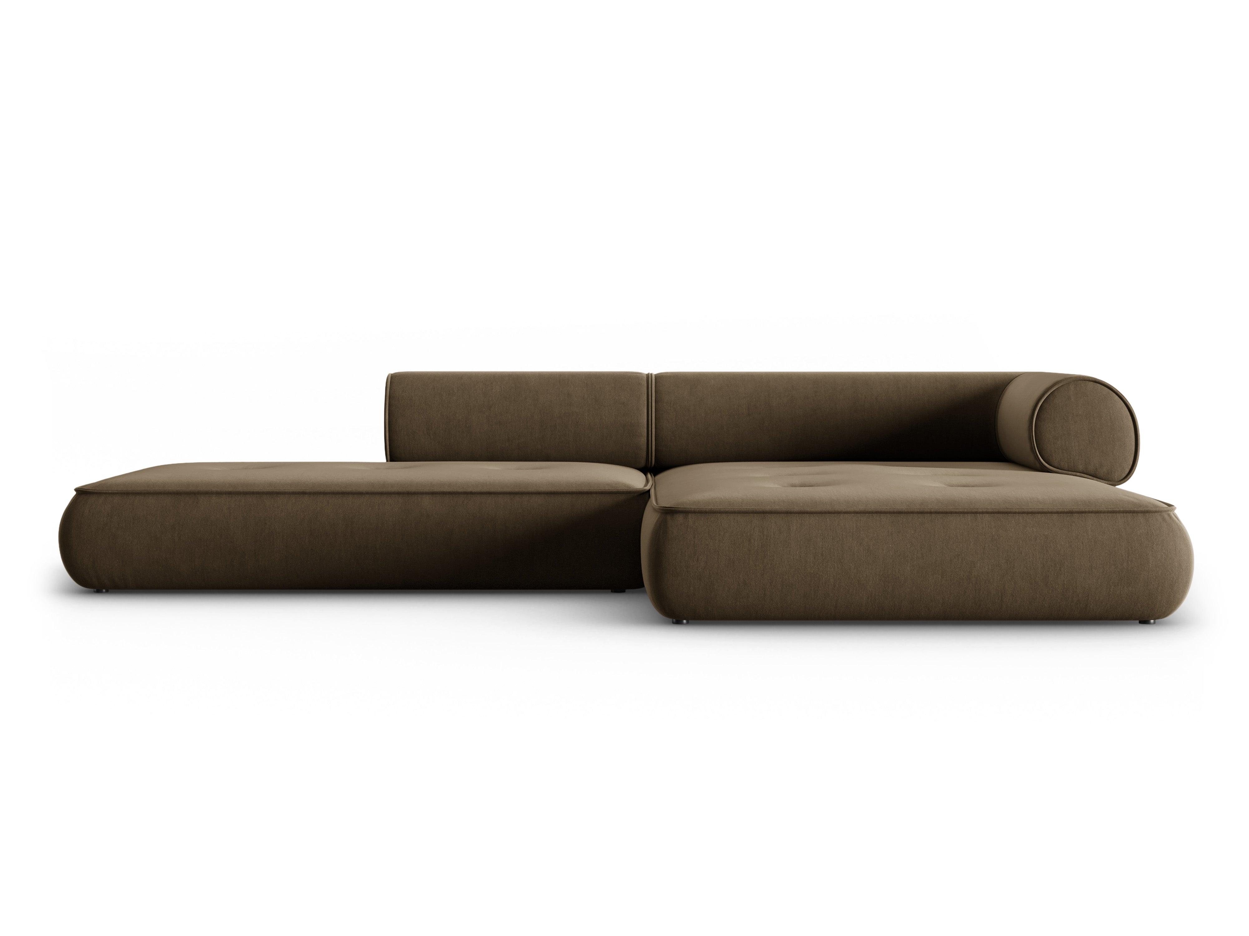 Narożnik w tkaninie szenilowej prawostronny otwarty LILY szarobrązowy Maison Heritage Eye on Design