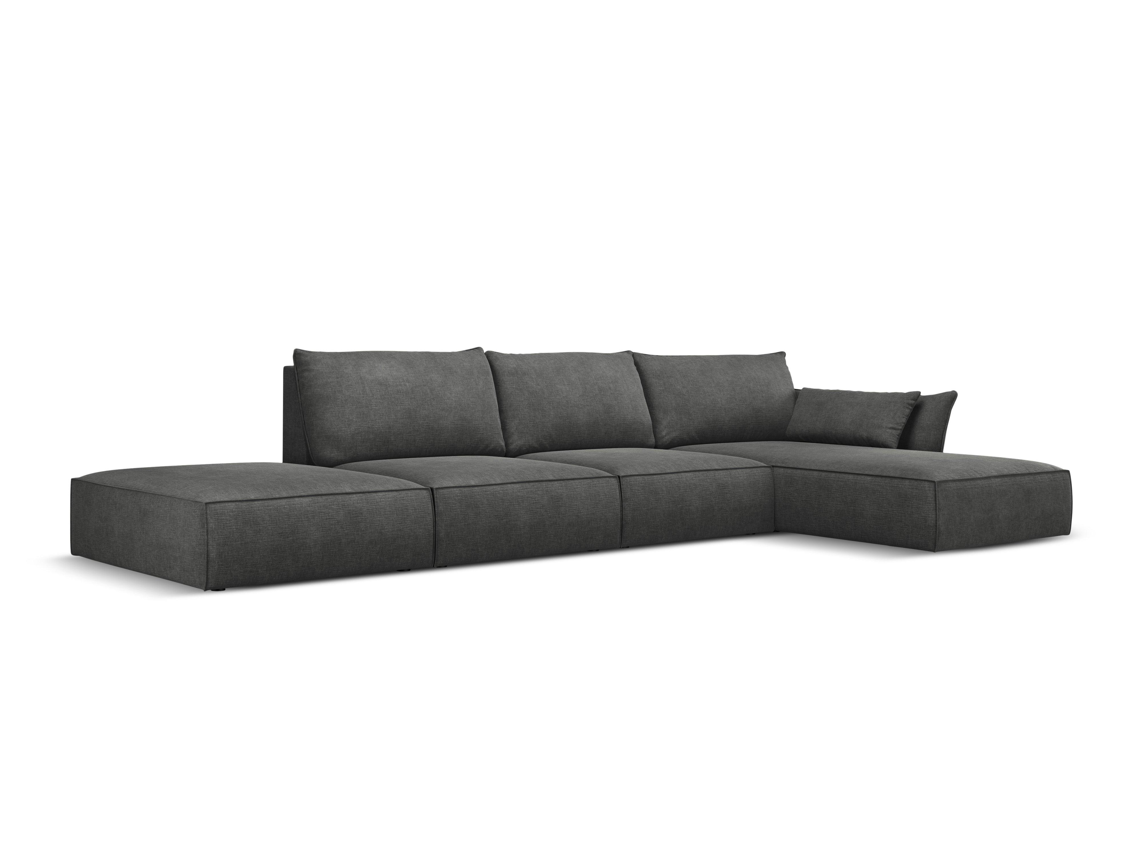 Narożnik w tkaninie szenilowej prawostronny otwarty VANDA ciemnoszary Mazzini Sofas Eye on Design