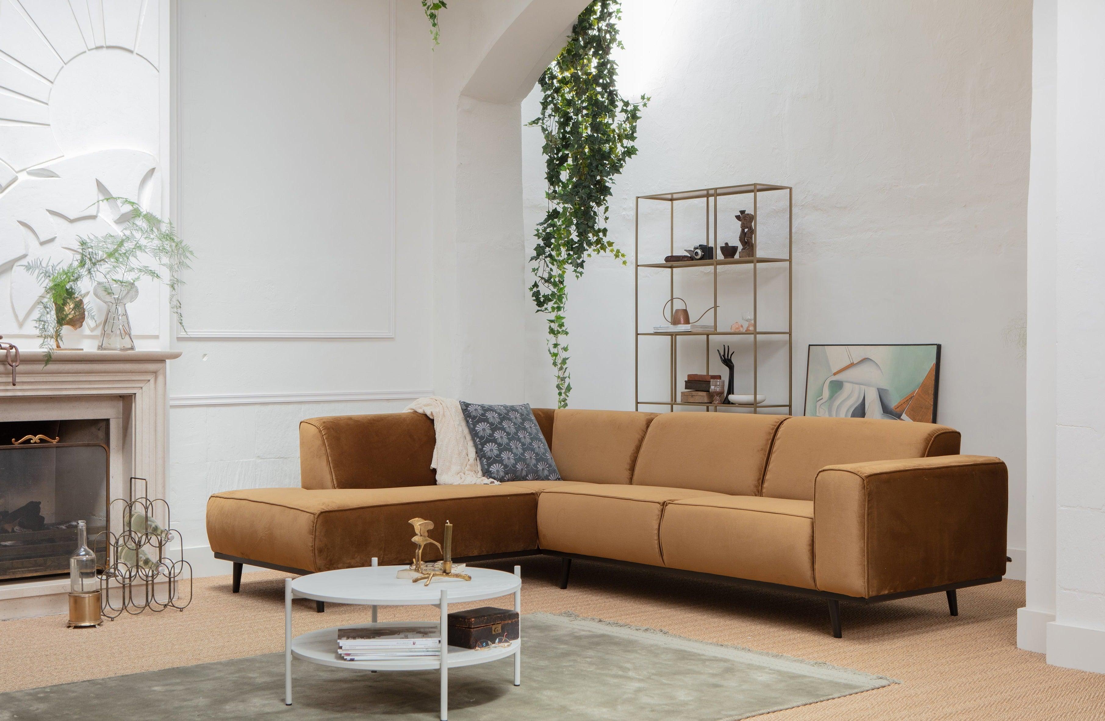 Narożnik welurowy lewostronny STATEMENT STRUCTURE beżowy Be Pure Eye on Design