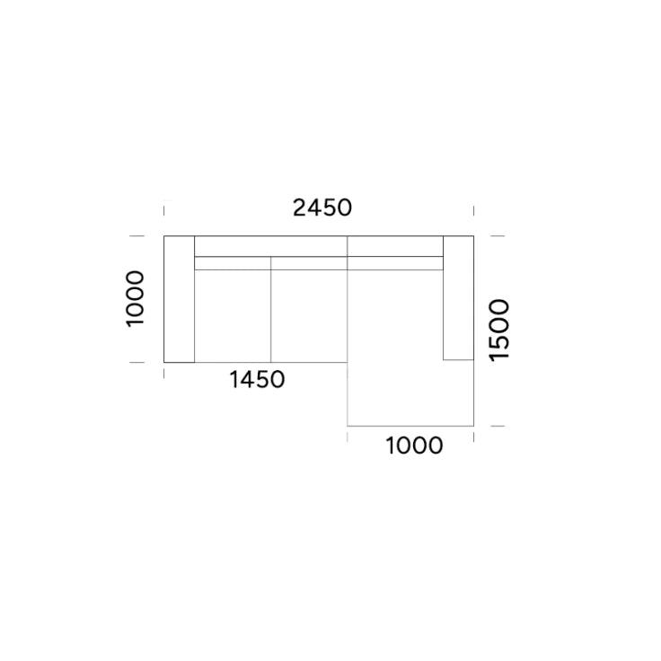 Narożnik z funkcją spania lewostronny TYBERIAS Rosanero 245x150 cm Grupa 0 Eye on Design