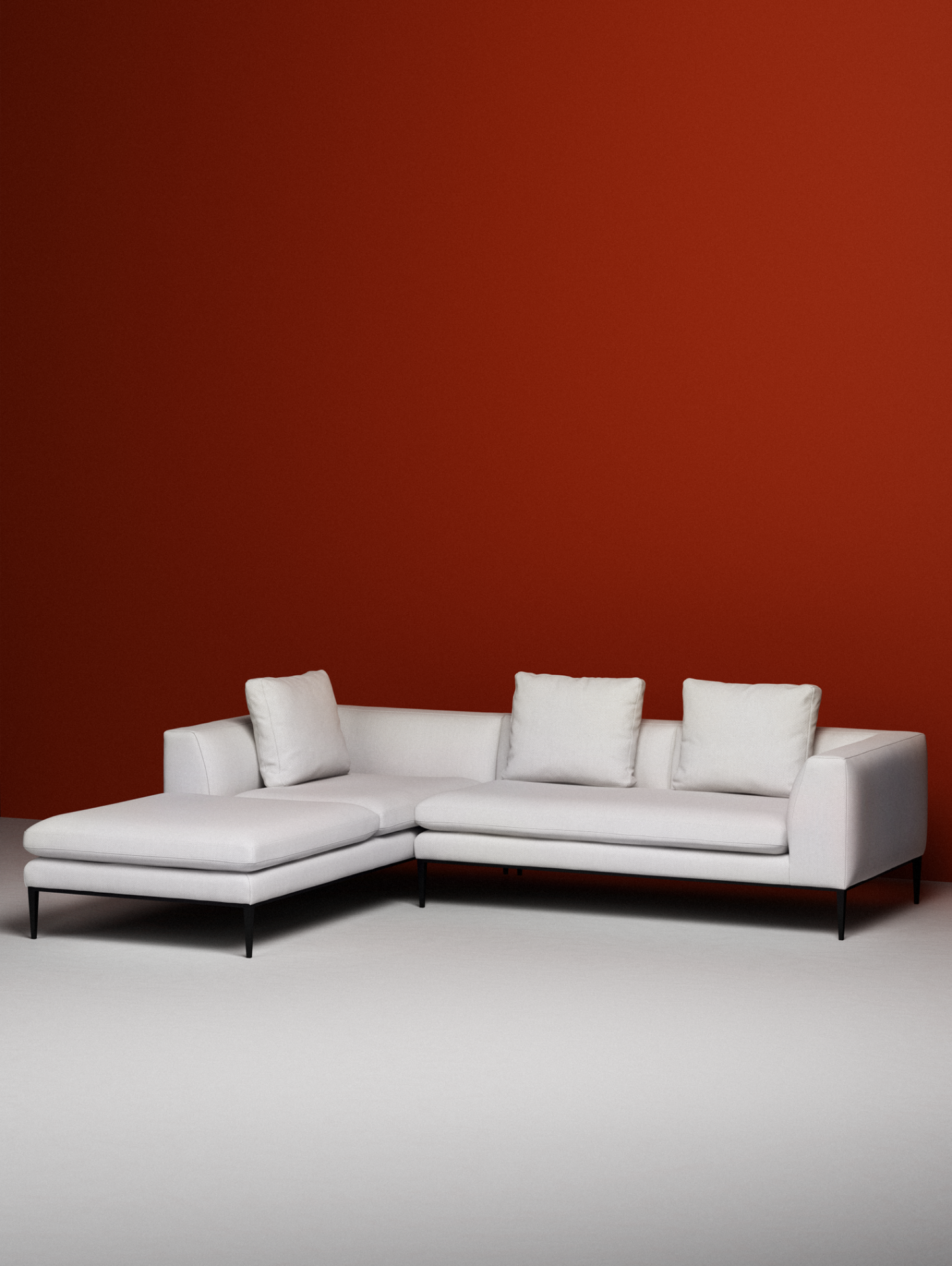 3-místný levostranný rohový NASH potahovaný s černým podstavcem