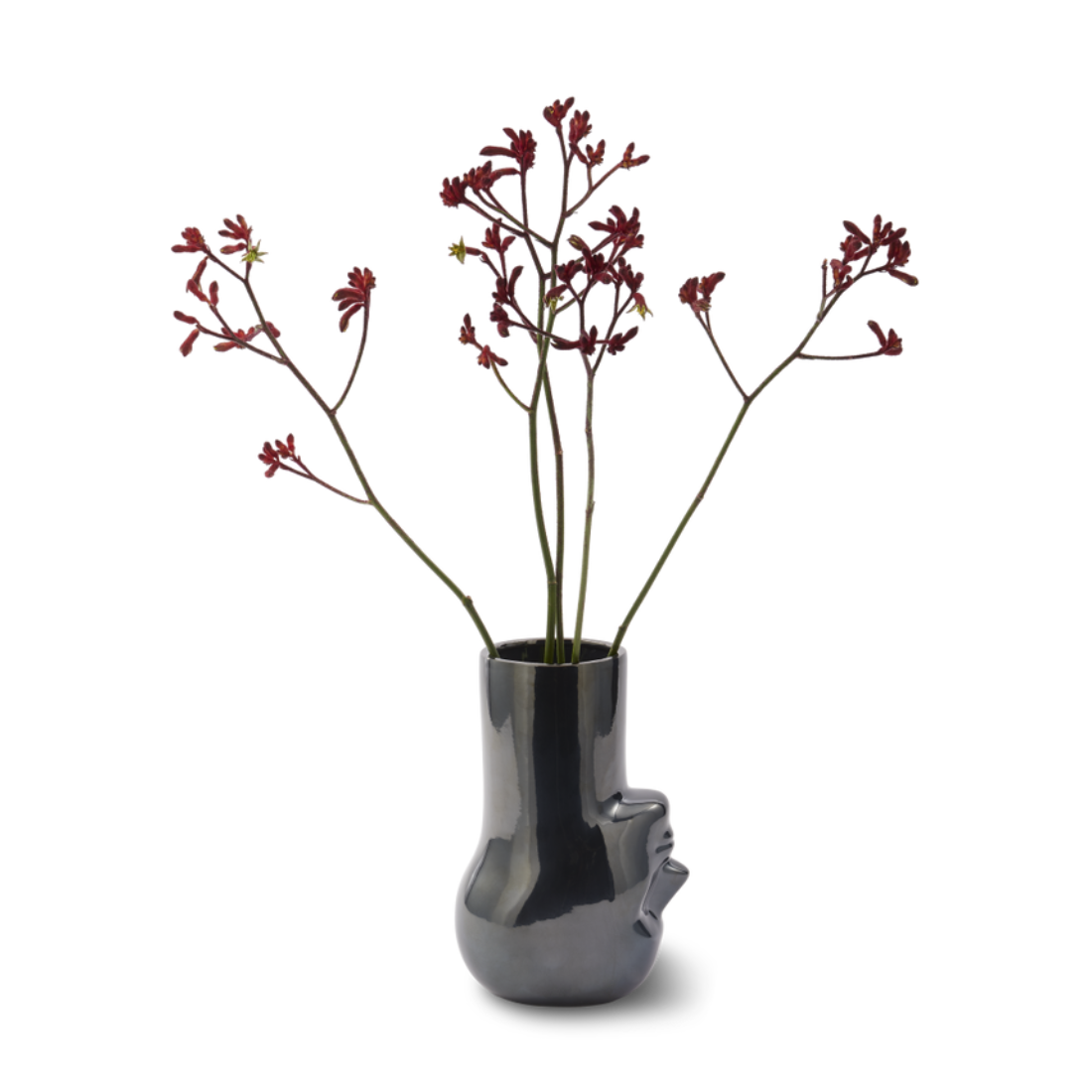 UPSIDE-DOWN LONG NECK vase dark gray