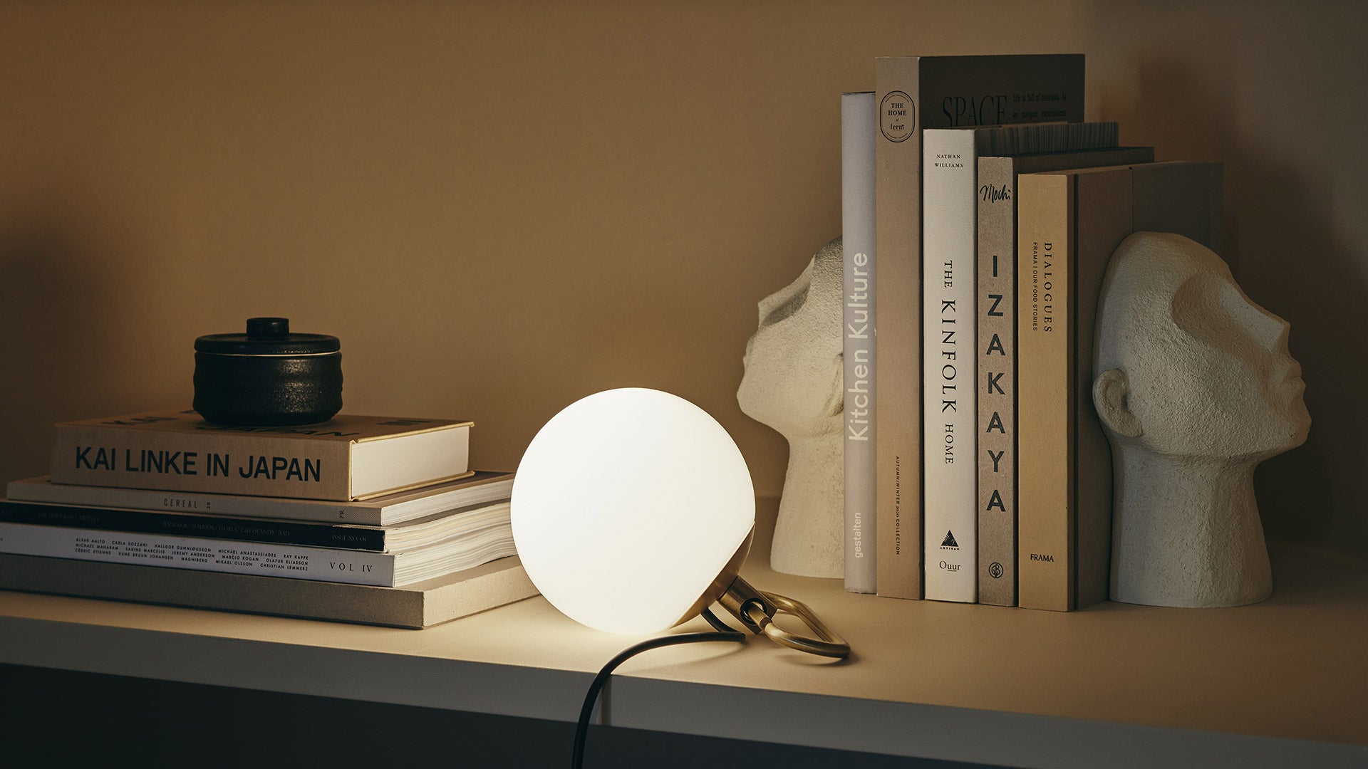 NH1217 Brass Table Lamp with White Glass
