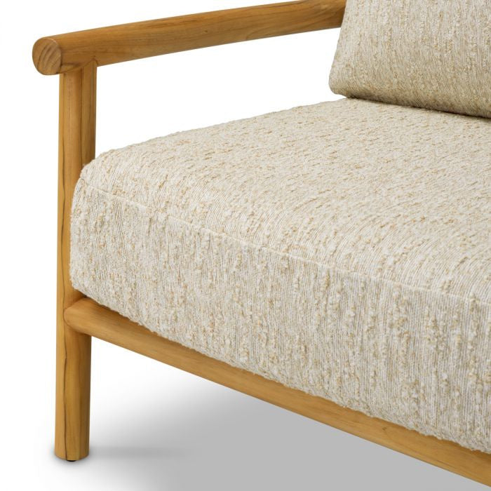 Fotel zewnętrzny OMBRIA kremowy z drewnianą podstawą