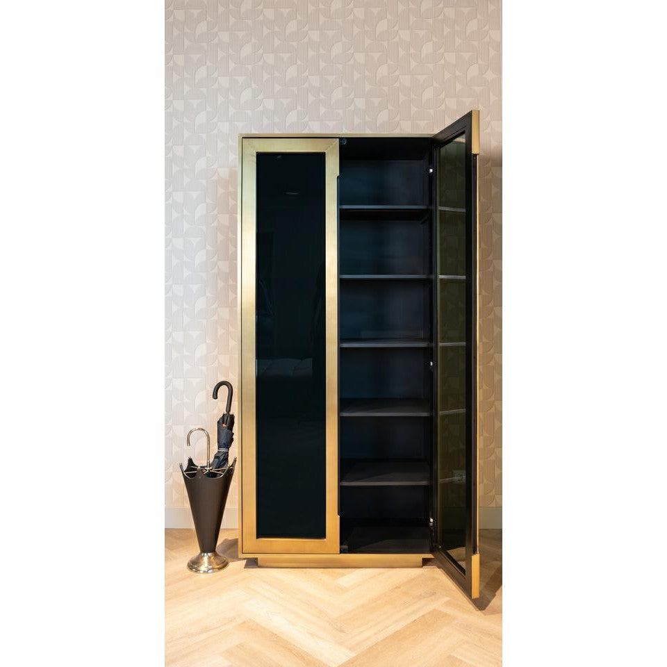 FINSBURY showcase antique gold with black glass
