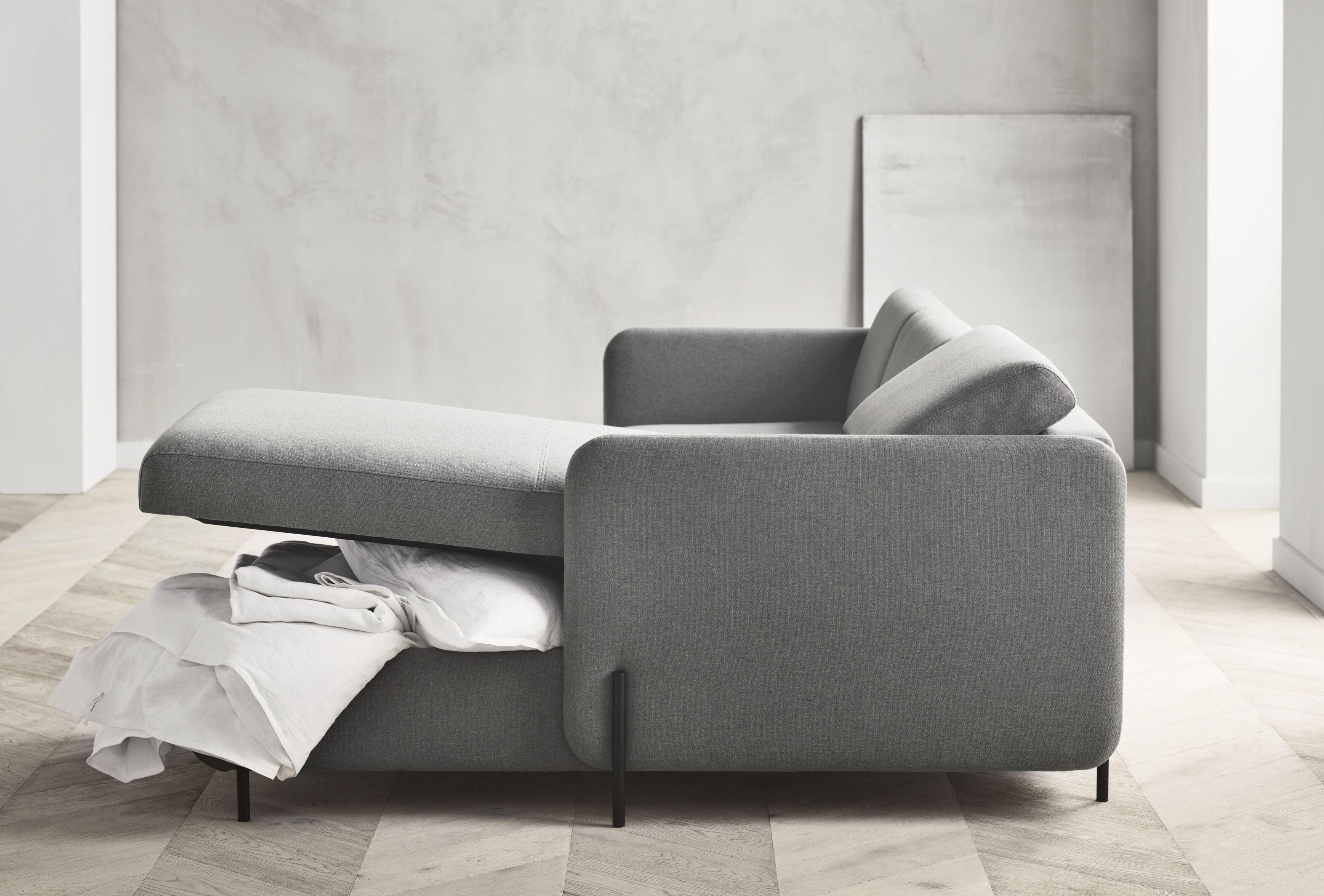 Sofa rozkládací 3-osobová PIRA černá ocelová základna