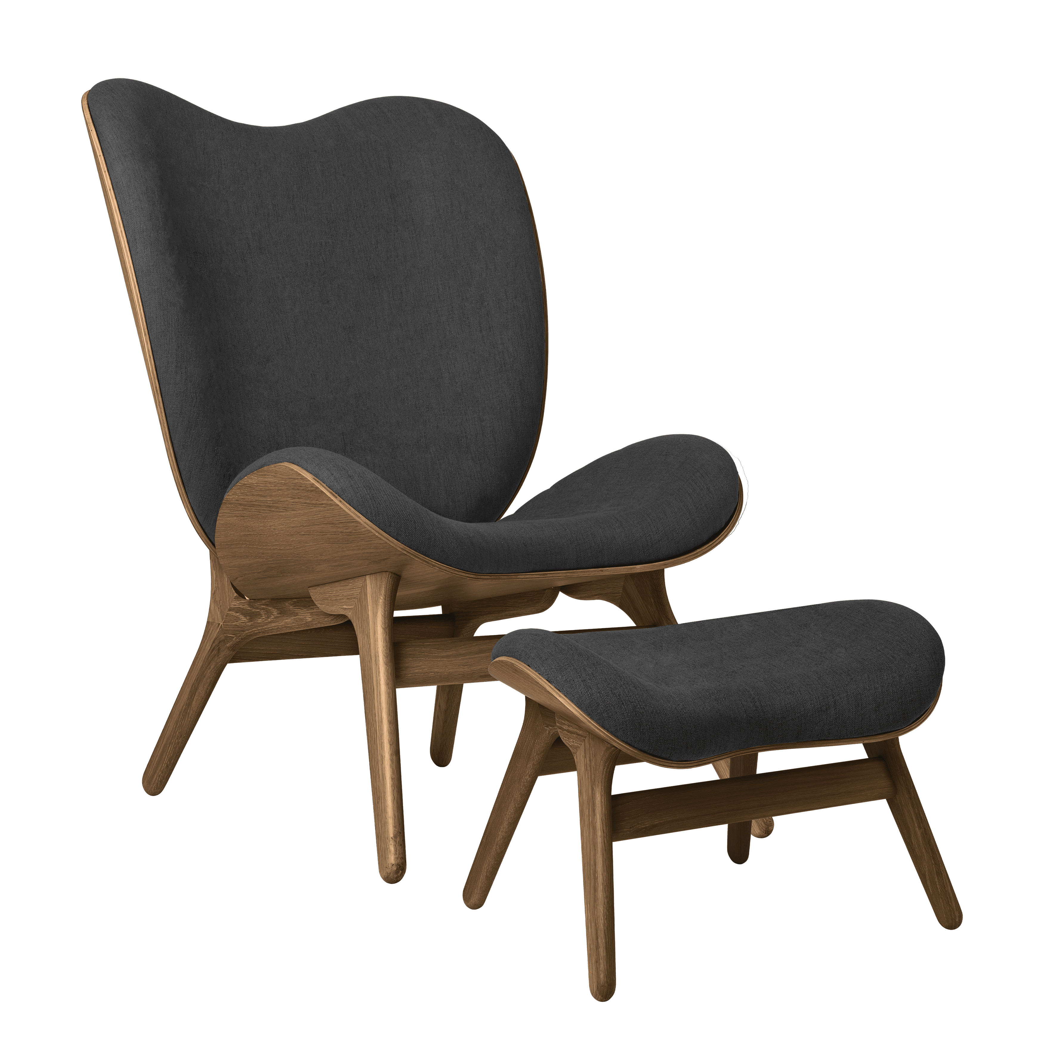 Podnóżek CONVERSATION PIECE antracytowy z ciemno dębową podstawą UMAGE Eye on Design