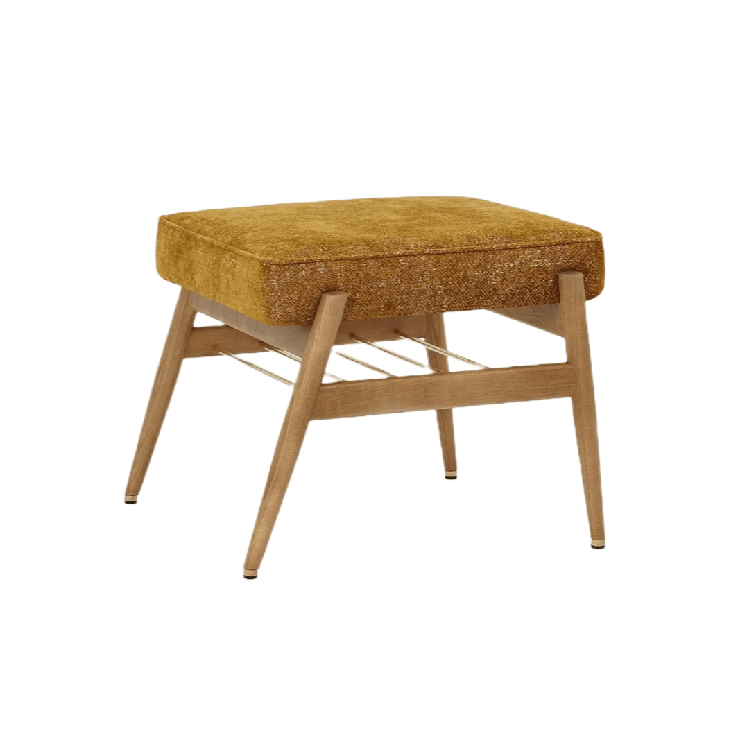 Podnóżek FOX żółty w tkaninie Marble Mustard 366 concept Eye on Design